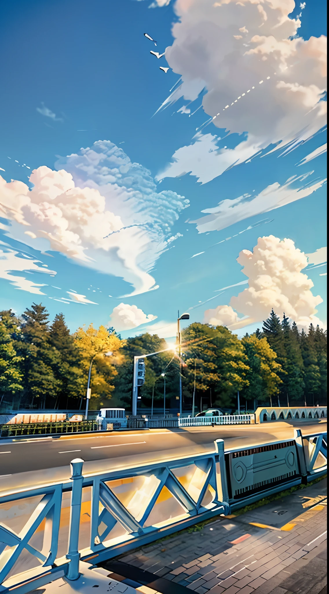 country road Dynamic 夏天 high detal a picture cumulonimbus clouds