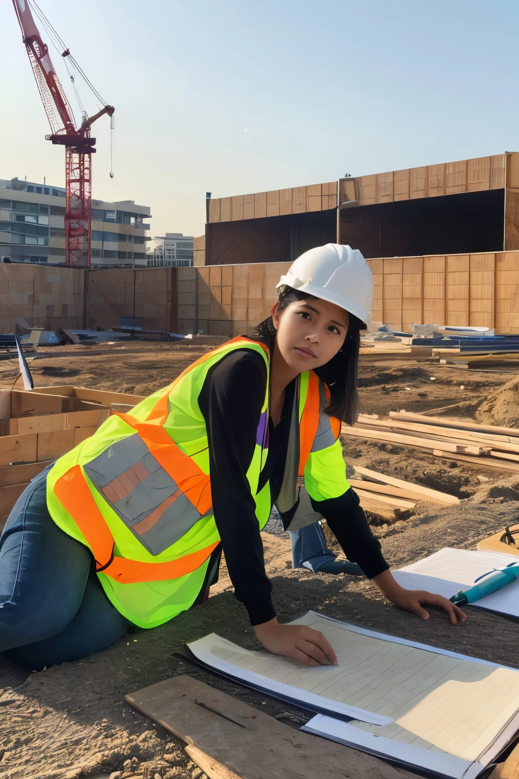 Construction,homework,woman,frontage,