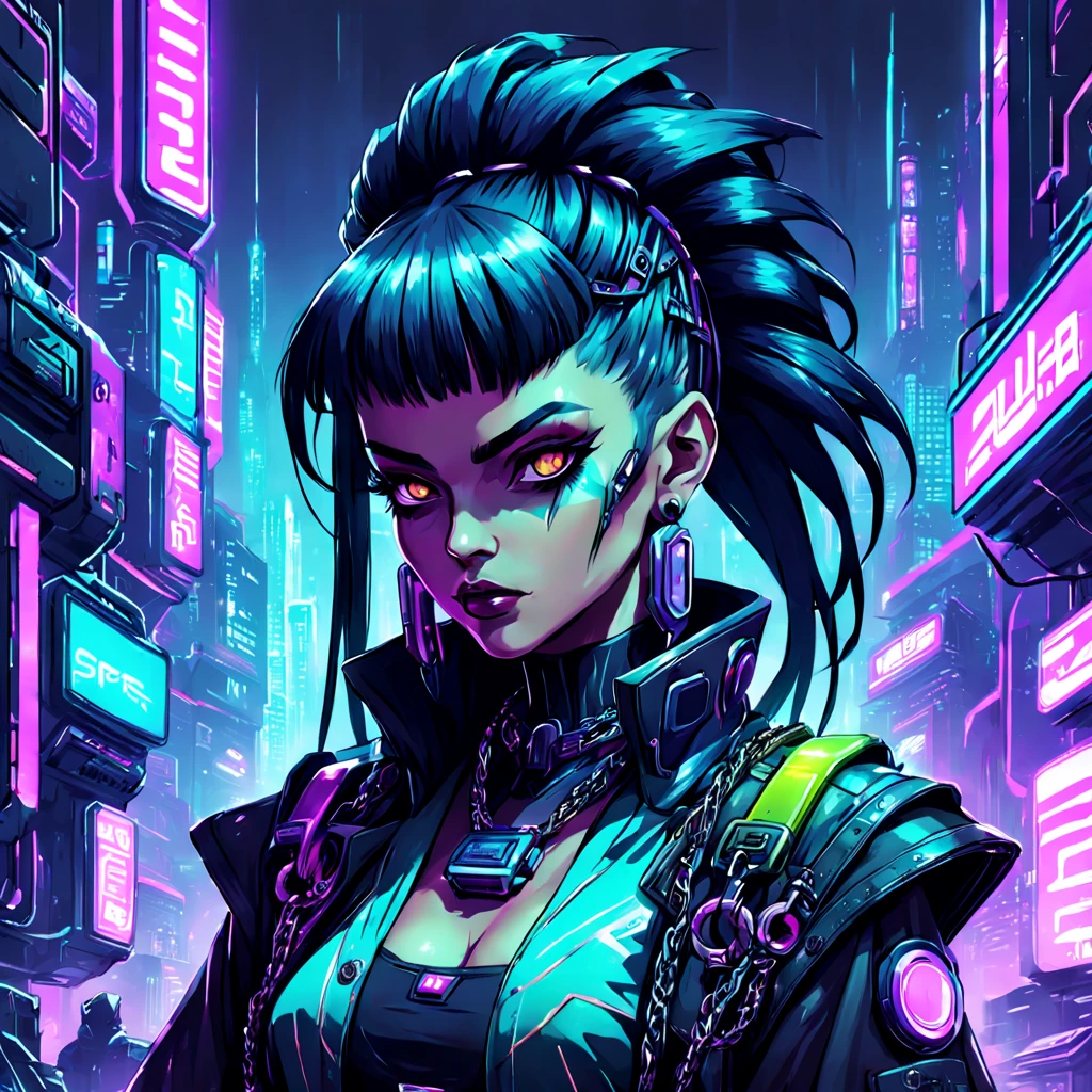 Zulaport Chainmage in retro cyberpunk art style