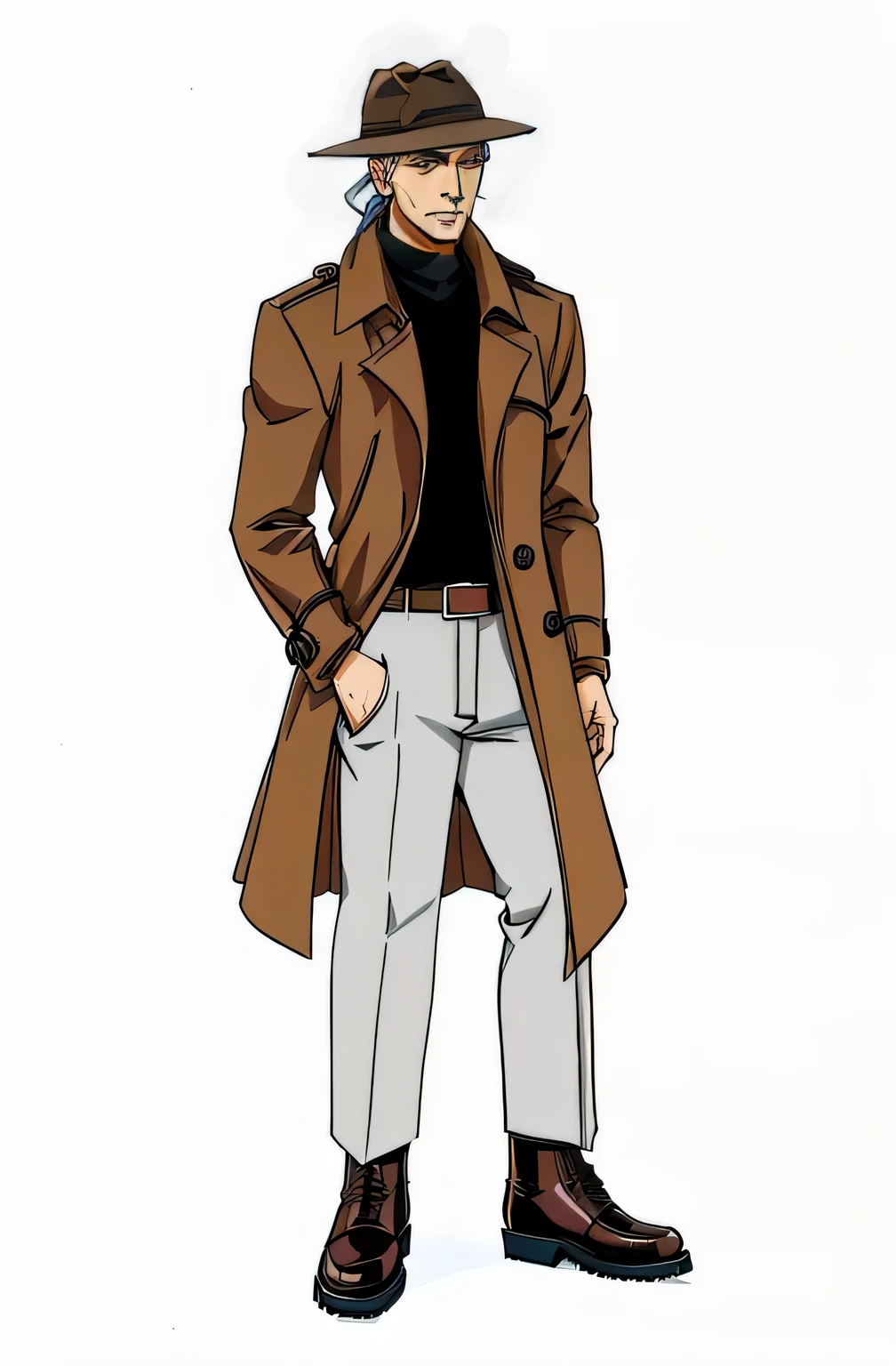 Paired with a brown gentleman&#39;s hat , side , gray hair