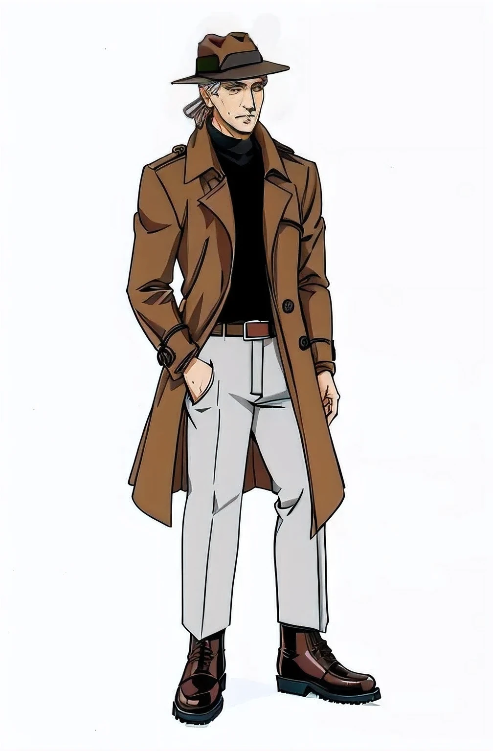 Paired with a brown gentleman&#39;s hat , side , gray hair