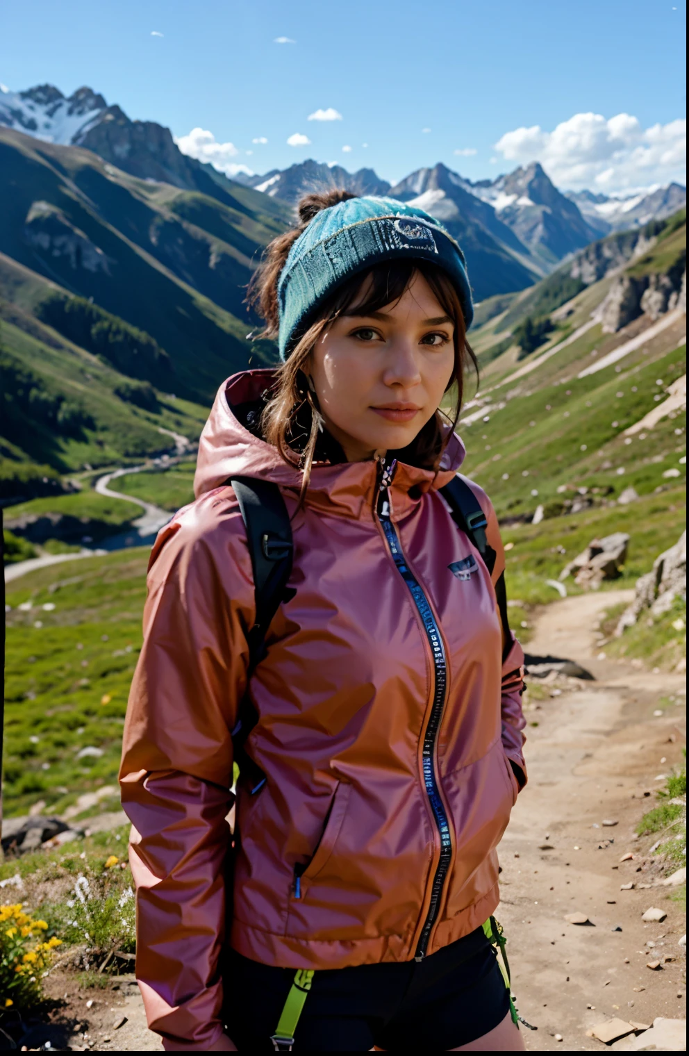 xoaeriel, a woman wearing hiking equipment in the mountains