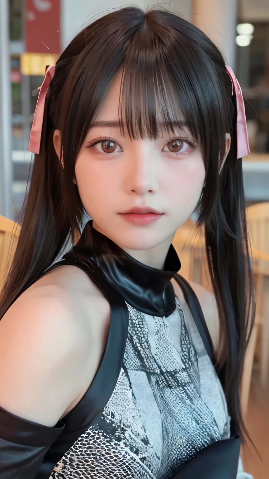 (Need,tmasterpiece),(详细的脸,realisticlying,the detail),1girll,simplebackground,looking at viewert,Focus on the face,The color hair,校服,Crop tops