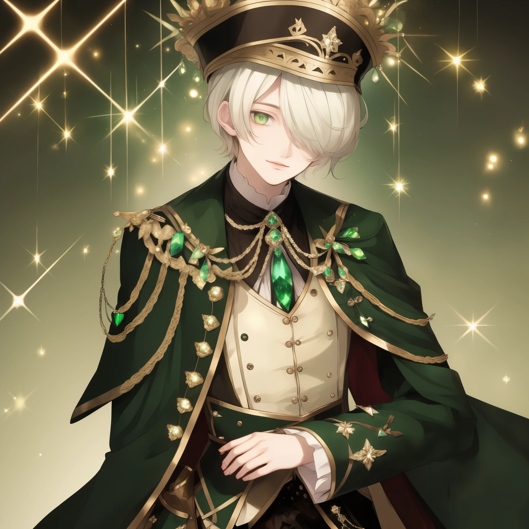 Felych Scotish noble in 1886 He is 15 year old but He is a tall boy with fair-white hair, right hair is cover the right eye, He looks noble and is always calm. He has green eyes that sparkle like emeralds. and has the most beautiful face And 1800s Ouji lolita Fasion