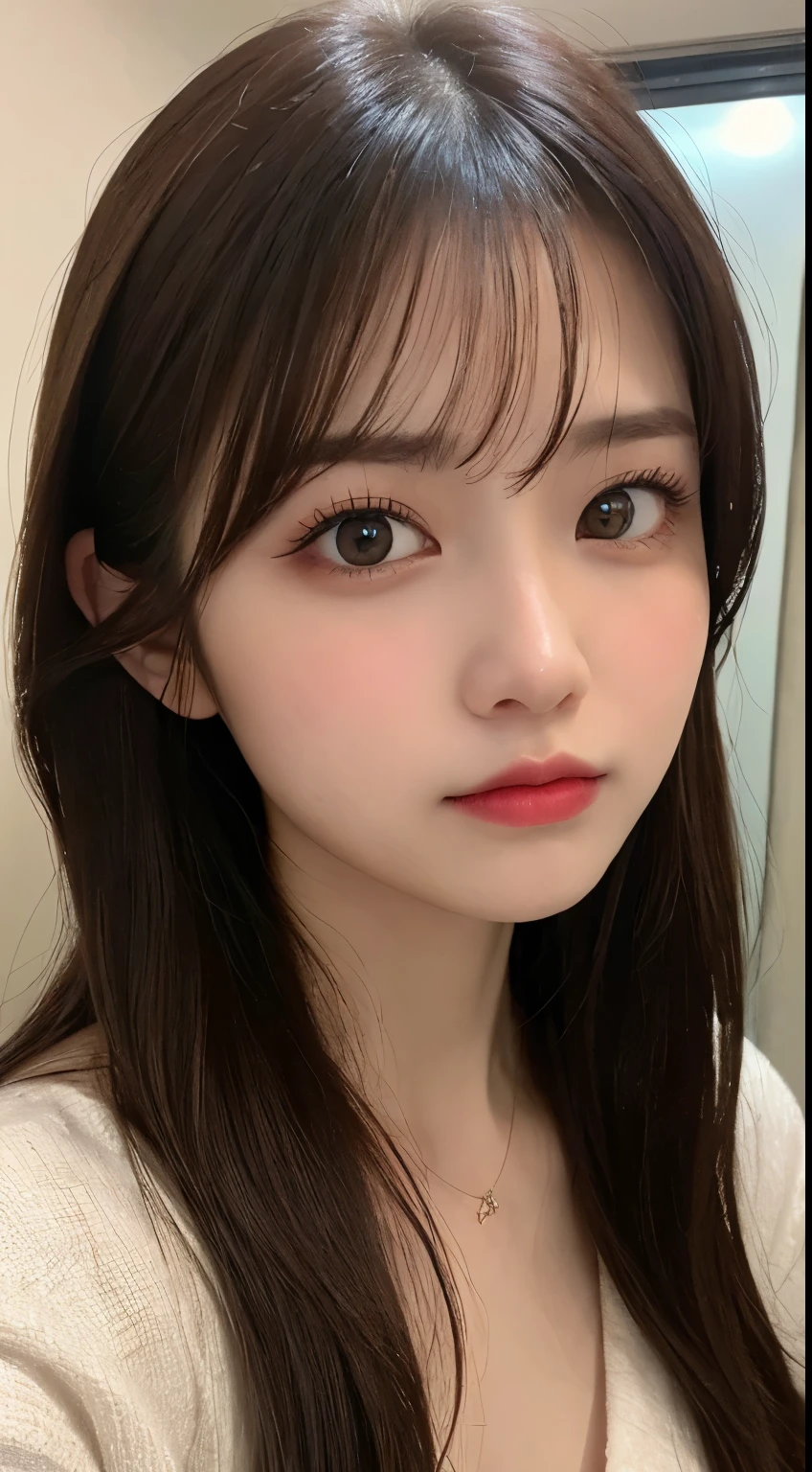 table top, highest quality, shape, Super detailed, finely, High resolution, 8k wallpaper, 完璧なダイナミックな構shape, beautiful and detailed eyes, Gorgeous winter fashion using fur,straight hair,small breasts、natural color lip,20 year old girl、cute、sexy looking at camera,beautiful and detailed face,perfect and beautiful face,KPOP idol face,Japanese idol faces,Elegant face,RAW photo,Big eyes,gal makeup,blur the background、real photos