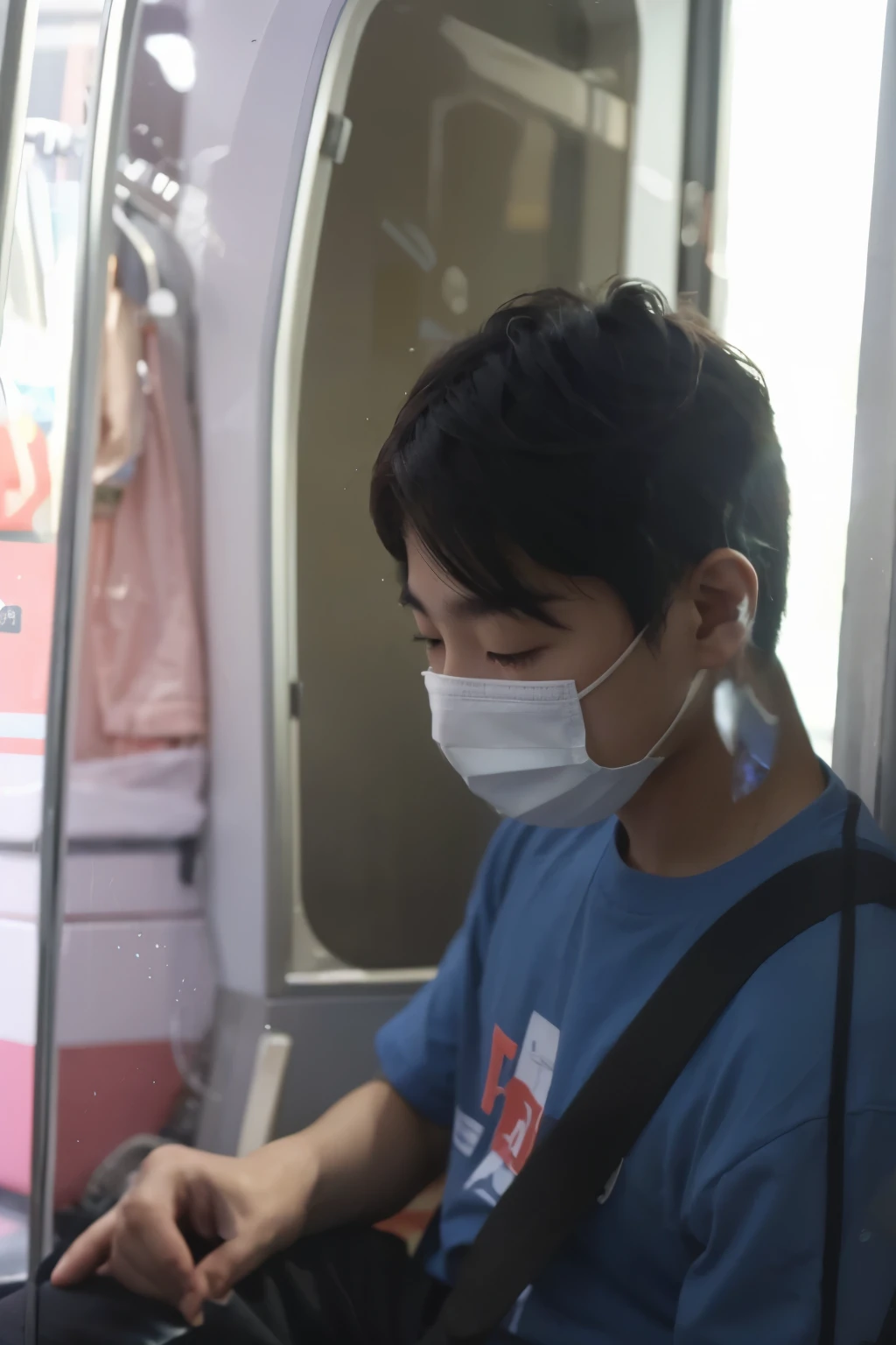 A cute Korean boy in a metro professional profile picture hyper realistic ultra HD quality photo age 14 years old