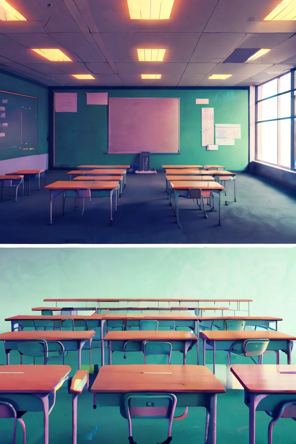 classroom background,3D,Desks and chairs,blackboard,classroom background,podium