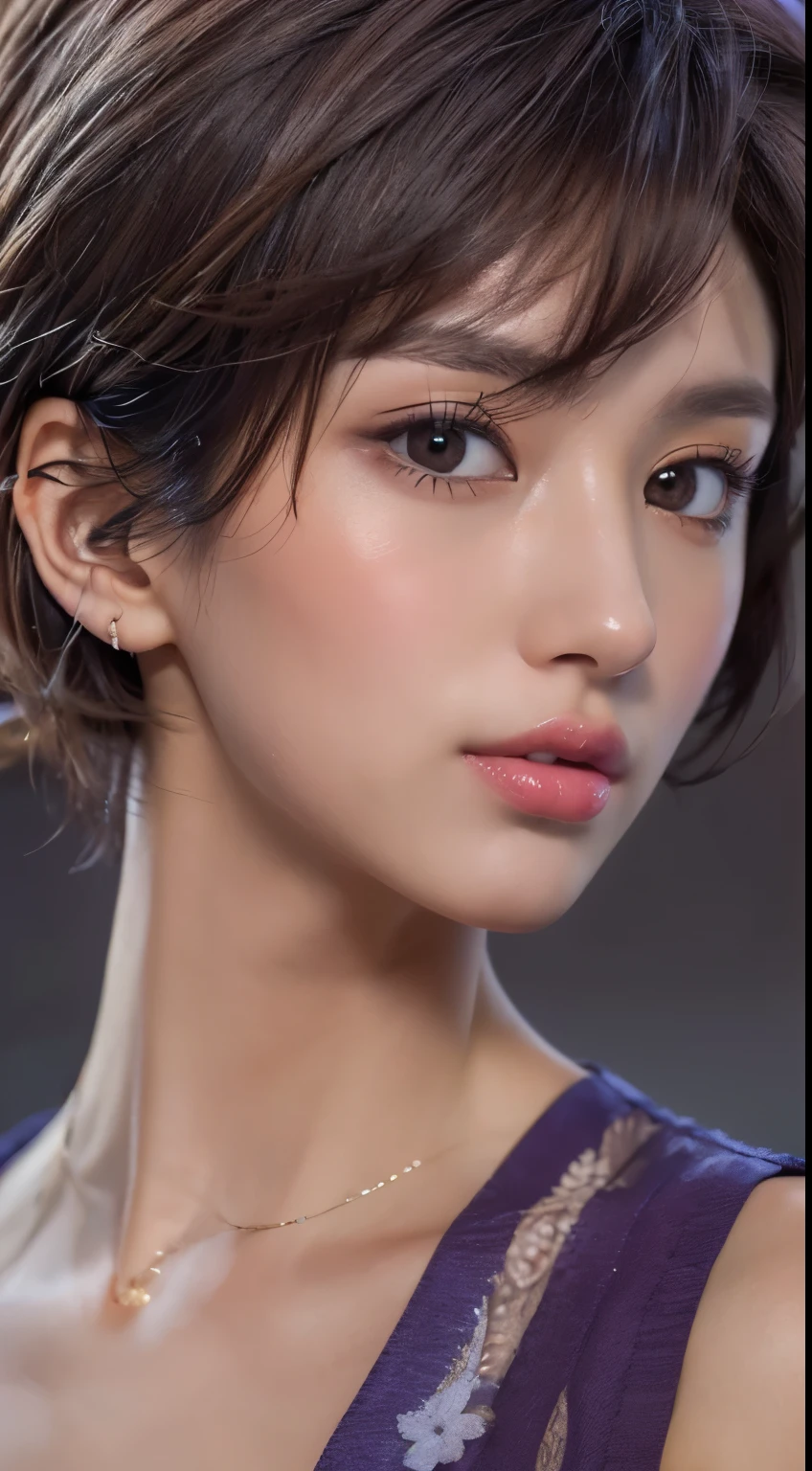 NSFW,((highest quality, 8k, masterpiece :1.3)), 1 girl, pretty woman with thin abs :1.3, (medium short hair, huge breasts :1.2), pajamas:1.1, super detailed face, fine eyes,