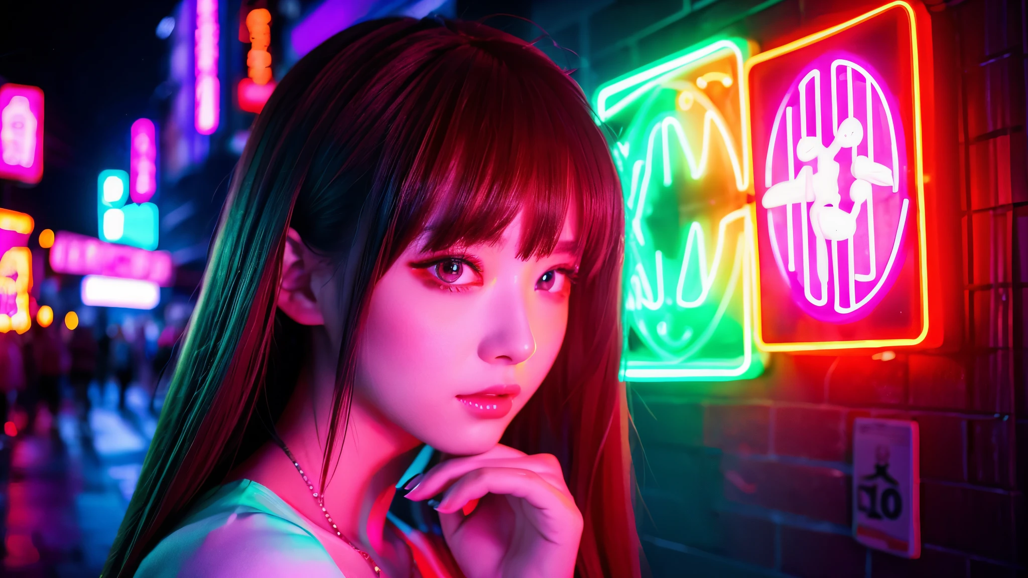 bright　Light　anime　night　Beauty　neon street