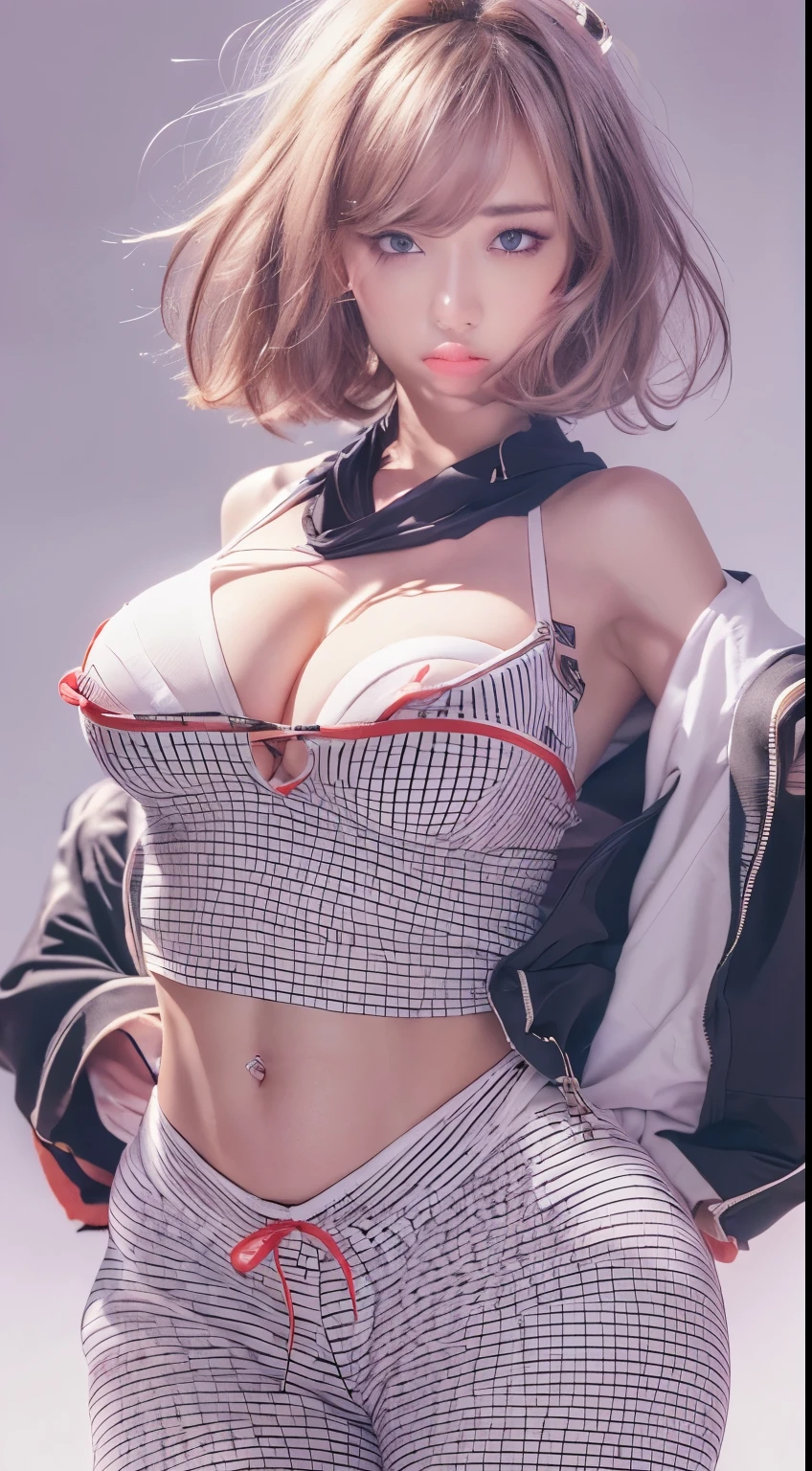 NSFW,((highest quality, 8k, masterpiece :1.3)), 1 girl, pretty woman with thin abs :1.3, (medium short hair, huge breasts :1.2), pajamas:1.1, super detailed face, fine eyes,