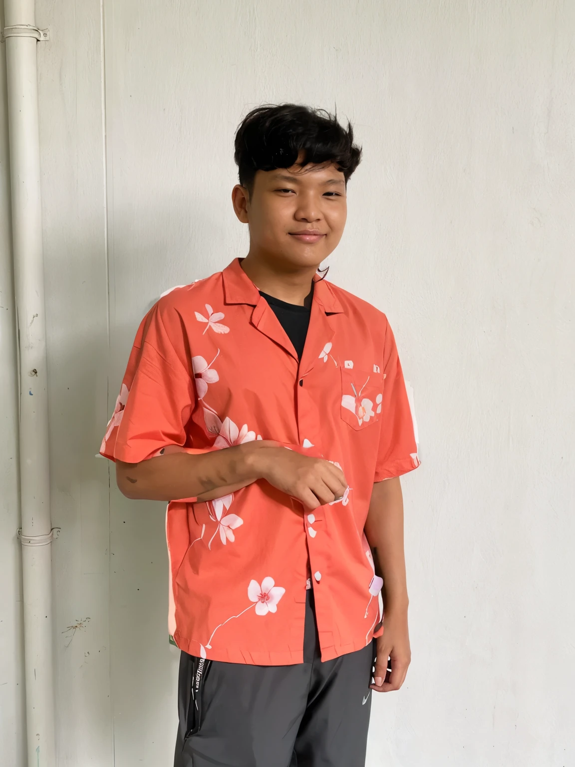 Hawaii amn,outfit,flower pattern shirt