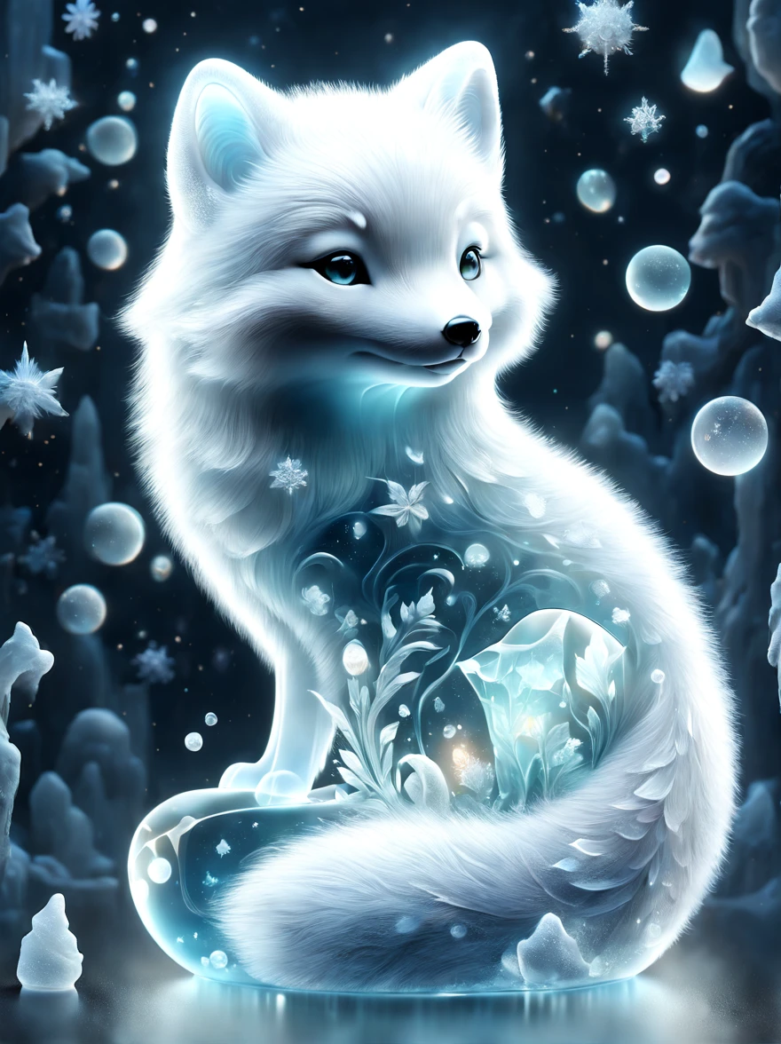 (best quality, 8k, high resolution, masterpiece:1.2), bright colors, magical atmosphere, whimsical, ((1 cute arctic snow fox, Rolling and playing in the incredibly beautiful snow，It&#39;s snowing，snowflake，white snow)), surreal, Psychedelic, intricate details, Beautiful texture, ethereal, like a dream, soft glow, charming pattern, fantasy creatures, hidden surprise, Fantastic snowscape, surreal color palette, Mysterious aura, Surrealism, fascinating journey, psychedelic trip, vivid imagination, Immersive experience, Mysterious creature, otherworldly charm, glow path, Snow lighting up arctic forests, surreal sky, whimsical scenery,, Wonderful encounter in the snow, Charming snow art