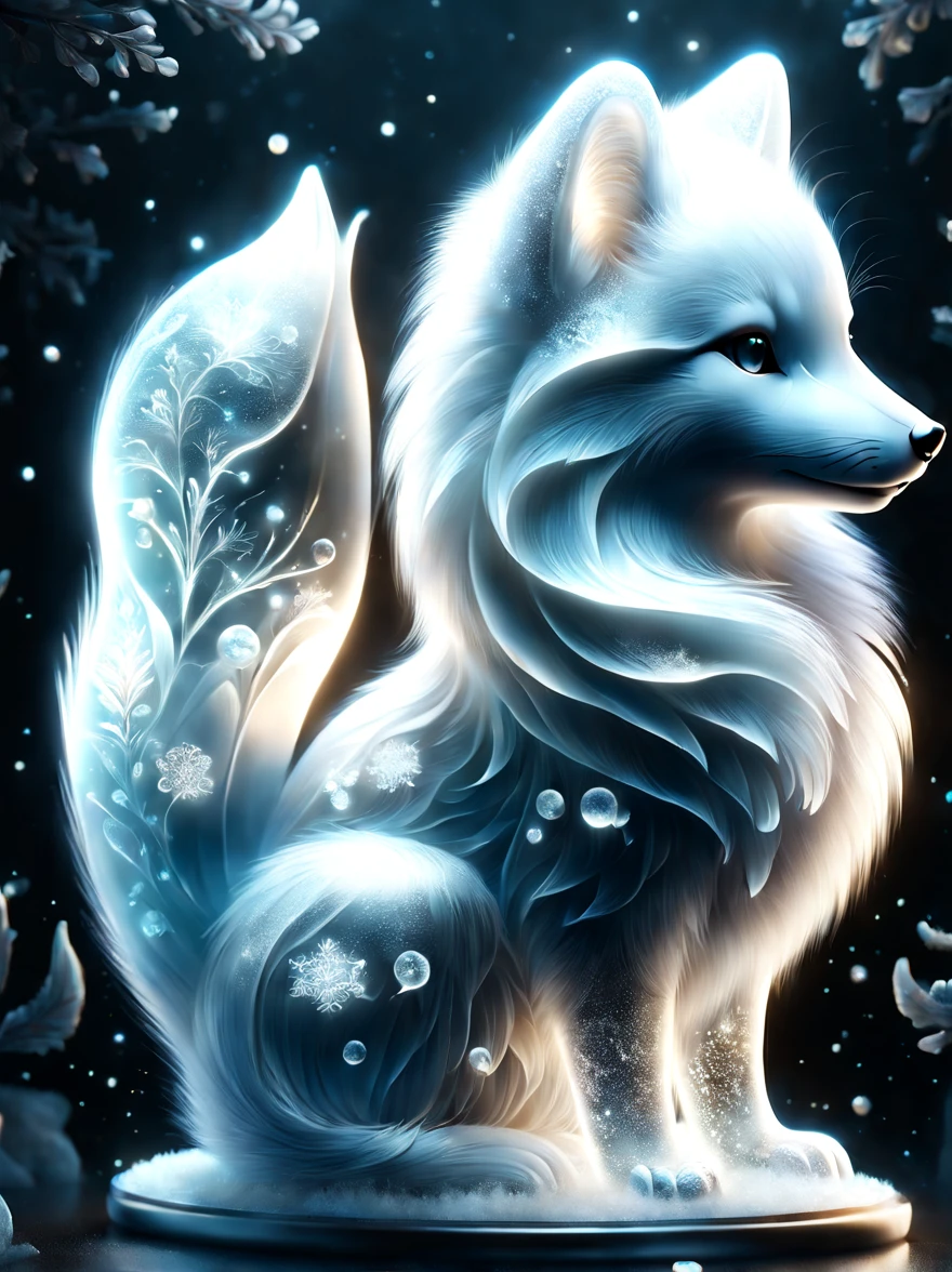 (best quality, 8k, high resolution, masterpiece:1.2), bright colors, magical atmosphere, whimsical, ((1 cute arctic snow fox, Rolling and playing in the incredibly beautiful snow，It&#39;s snowing，snowflake，white snow)), surreal, Psychedelic, intricate details, Beautiful texture, ethereal, like a dream, soft glow, charming pattern, fantasy creatures, hidden surprise, Fantastic snowscape, surreal color palette, Mysterious aura, Surrealism, fascinating journey, psychedelic trip, vivid imagination, Immersive experience, Mysterious creature, otherworldly charm, glow path, Snow lighting up arctic forests, surreal sky, whimsical scenery,, Wonderful encounter in the snow, Charming snow art