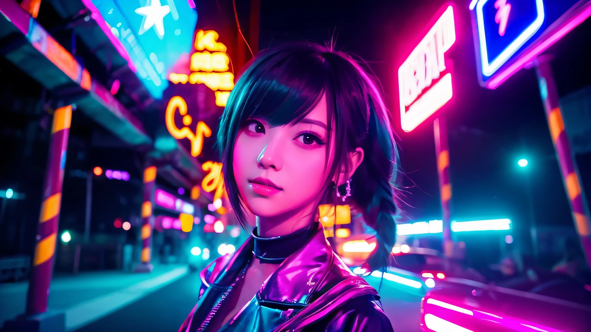 bright　Light　anime　night　Beauty　neon street