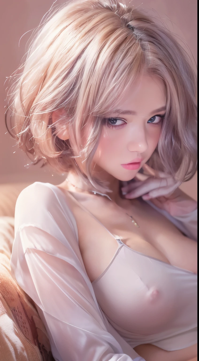 NSFW,((highest quality, 8k, masterpiece :1.3)), 1 girl, pretty woman with thin abs :1.3, (medium short hair, huge breasts :1.2), pajamas:1.1, super detailed face, fine eyes,
