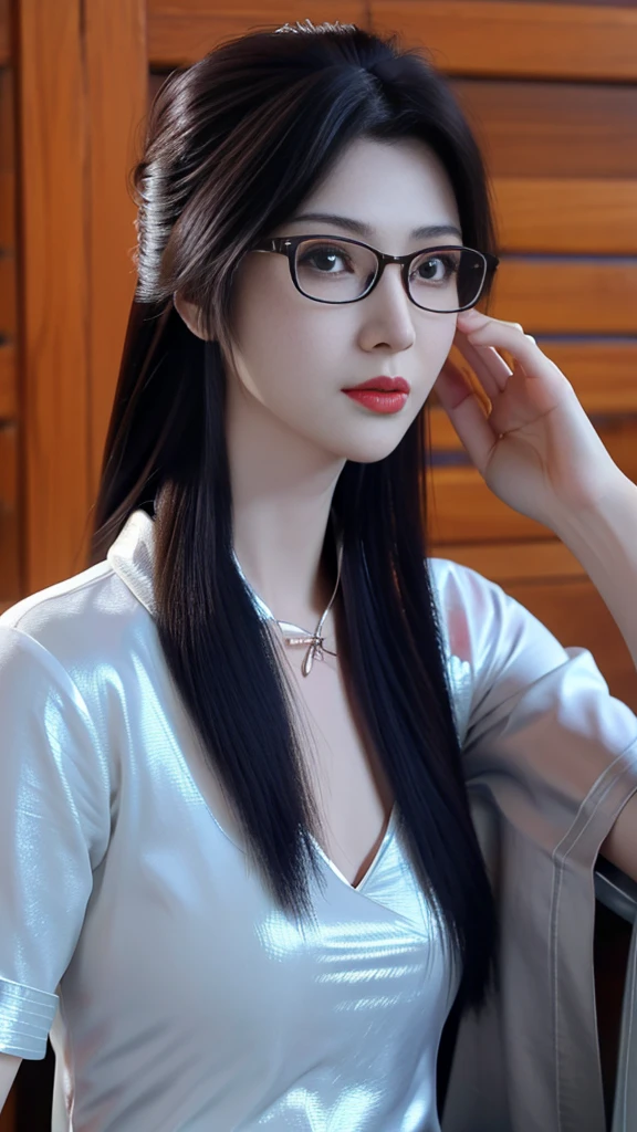 (best quality, high một người phụ nữ wear glasses và áo sơ mi trắng đang nhìn vào máy ảnh, with glasses, with glasses vuông, wear glasses tròn lớn mỏng, thực tế. cheng yi, wear glasses, beautiful ruan jia!, wear glasses, Chinese girl, bởi Ye Xin, Yun Yuncô gái wear glasses, wear glasses tròn nhỏ, high-quality portraits, cô gái wear glasses tròn, Korean girl