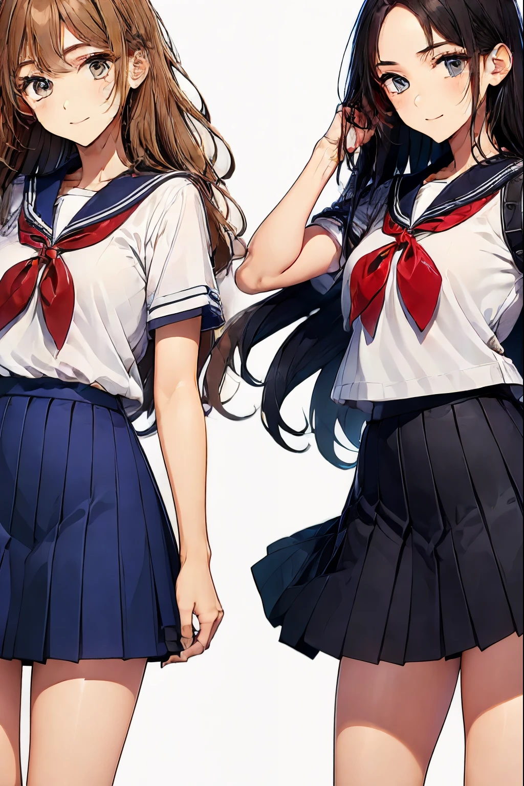 (2 girls), chyuri, cuddling, beautiful, smile, Japanese high school student, short sleeve sailor school uniform, classroom,