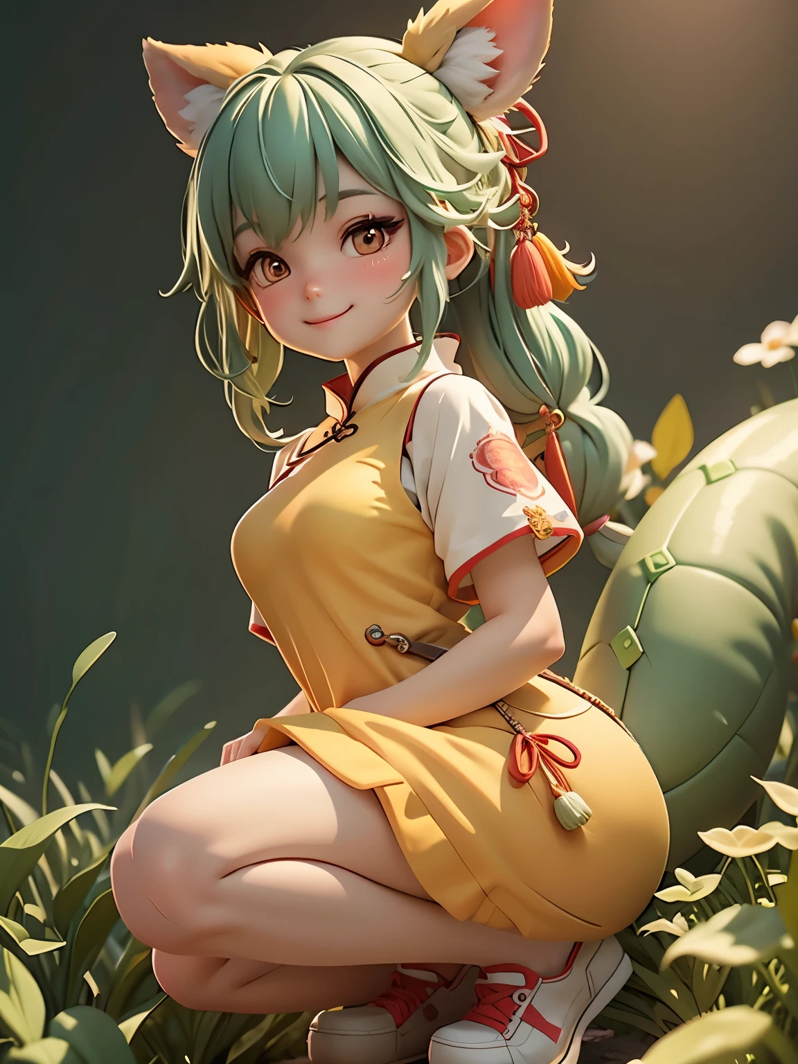 Q version,cartoon chinese dragon,Smile,(Petite and cute:1.5),(cute:1.5),modeling with clay,neon shades,Placed in a 3D scene in a minimalist environment。Bright light,Cooperate with c4d technology,Strong sense of technology,Make styling details exquisite,Resolution up to 8K,Exhibit ultra-high quality。This highly detailed piece emphasizes visual appreciation,Excellent camera angle expression