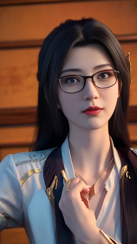 (best quality, high a woman wearing glasses and a white shirt is looking at the camera, with glasses, with glasses vuông, wear glasses tròn lớn mỏng, thực tế. cheng yi, wear glasses, beautiful ruan jia!, wear glasses, Chinese girl, bởi Ye Xin, Yun Yungirl wearing glasses, wear glasses tròn nhỏ, high-quality portraits, cô gái wear glasses tròn, Chinese girl yunxi Yun Yun