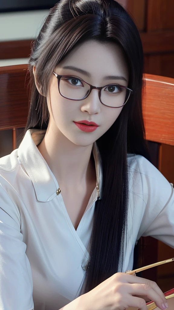 (best quality, high một người phụ nữ wear glasses và áo sơ mi trắng đang nhìn vào máy ảnh, with glasses, with glasses vuông, wear glasses tròn lớn mỏng, thực tế. cheng yi, wear glasses, beautiful ruan jia!, wear glasses, Chinese girl, bởi Ye Xin, Yun Yuncô gái wear glasses, wear glasses tròn nhỏ, high-quality portraits, cô gái wear glasses tròn, Chinese girl yunxi Yun Yun