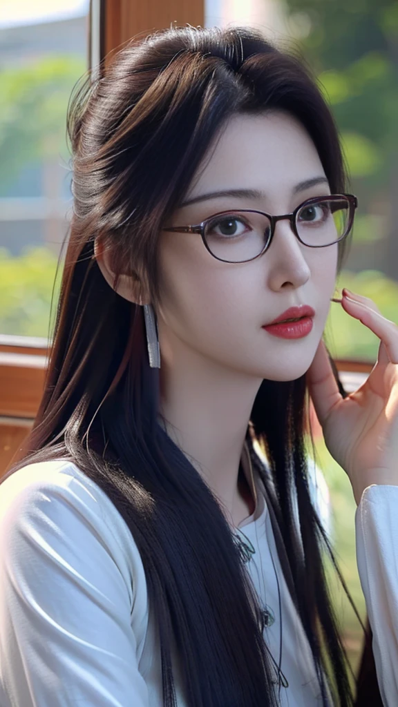 (best quality, high một người phụ nữ wear glasses và áo sơ mi trắng đang nhìn vào máy ảnh, with glasses, with glasses vuông, wear glasses tròn lớn mỏng, thực tế. cheng yi, wear glasses, beautiful ruan jia!, wear glasses, Chinese girl, bởi Ye Xin, Yun Yuncô gái wear glasses, wear glasses tròn nhỏ, high-quality portraits, cô gái wear glasses tròn, Chinese girl yunxi Yun Yun