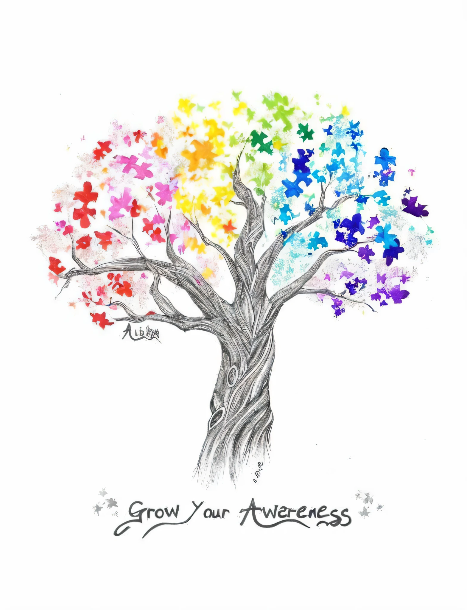 a drawing of a tree with a rainbow of leaves on it, with sprouting rainbow hair, colored accurately, inspired by George Aleef, full color drawing, colourful drawing, lgbt art, official art, elliot alderson, official artwork, colorful drawing, colorful picture, growth, surreautistic, aruze colour aura, tree of life, tree's, inspirational artwork