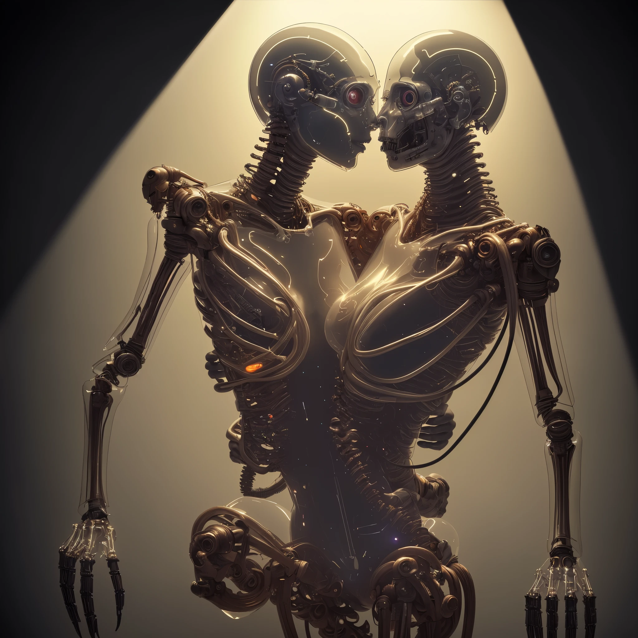 Skeleton in love cyborg