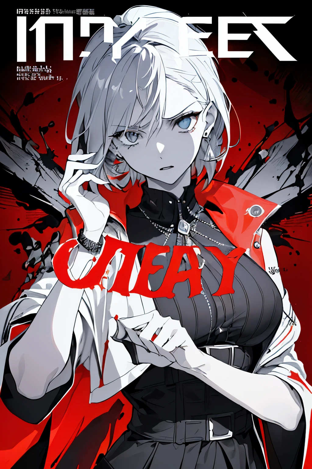 ((((dramatic))), (((rough))), (((intense))) film poster featuring a young woman as the central character. She stands With confidencely in the center of the poster, wearing a stylish and edgy clothing, with a determined Performance on her face. The background is dark and rough, With a sense of crisis and intensity. The article is bold and to attract attention, with a catchy tagline that adds to the overall feeling of drama and excitement. The color palette is mainly dark with splashes of lively colors, giving the poster a dynamic and visually impressive appearance,tachi-e
(magazine:1.3), (cover-style:1.3), fashionable, woman, lively, clothing, take a pose, front, colorful, dynamic, background, element, With confidence, Performance, holding, statement, accessories, majestic, coiled, around it, touch, scene, article, cover, bold, to attract attention, title, stylish, font, catchy, heading, bigger, impressive, modern, trend, concentrated, fashion,earrings