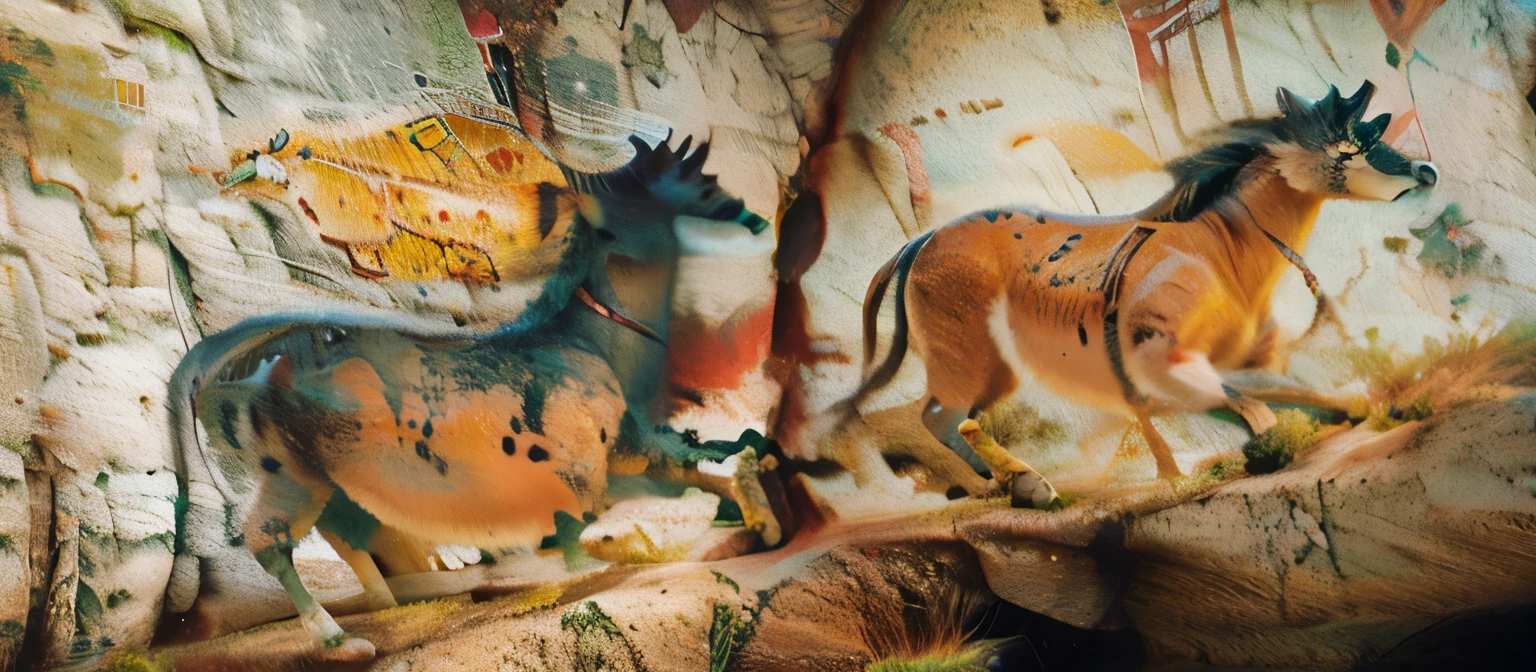 Lascaux cave paintings、Cows and horses