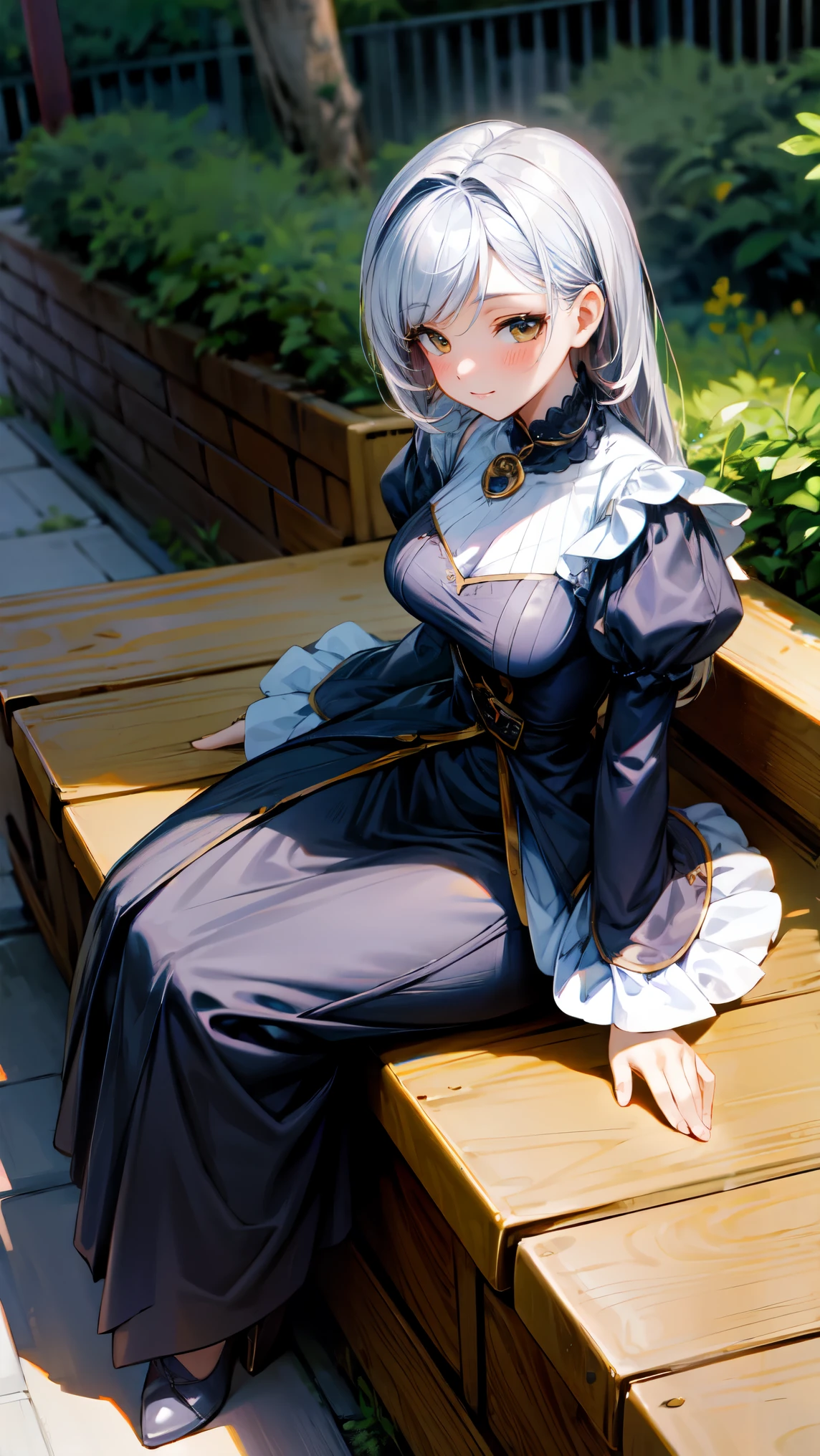 gergous and charming woman sitting on the bench