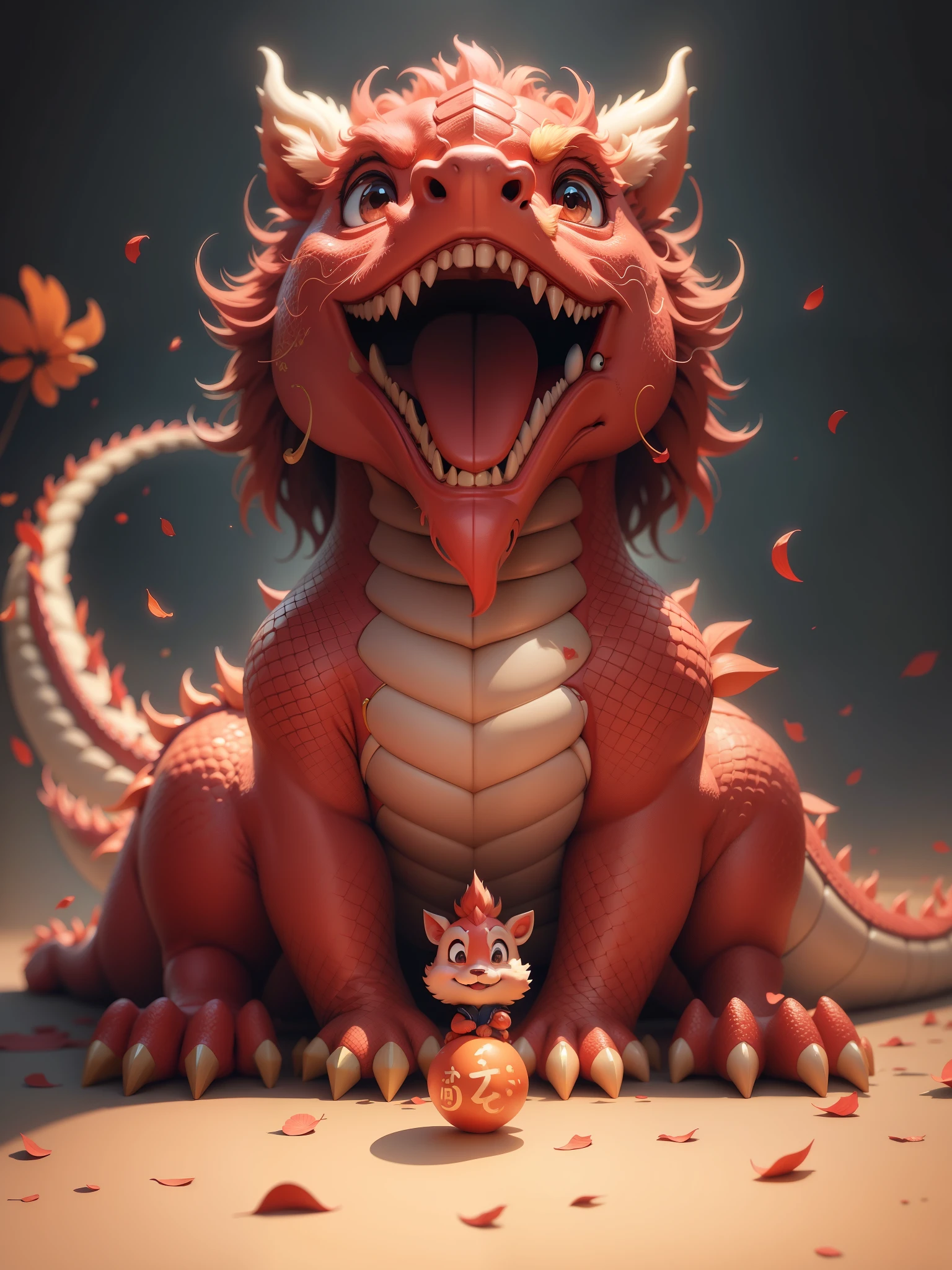 Q version，Chinese dragon，Smile，，Cute and cute，comic style，Flat coating，minimalist art，（monochrome background：1.4），Resolution up to 8K，Exhibit ultra-high quality。This highly detailed piece emphasizes visual appreciation，Excellent camera angle expression waiting to begin 