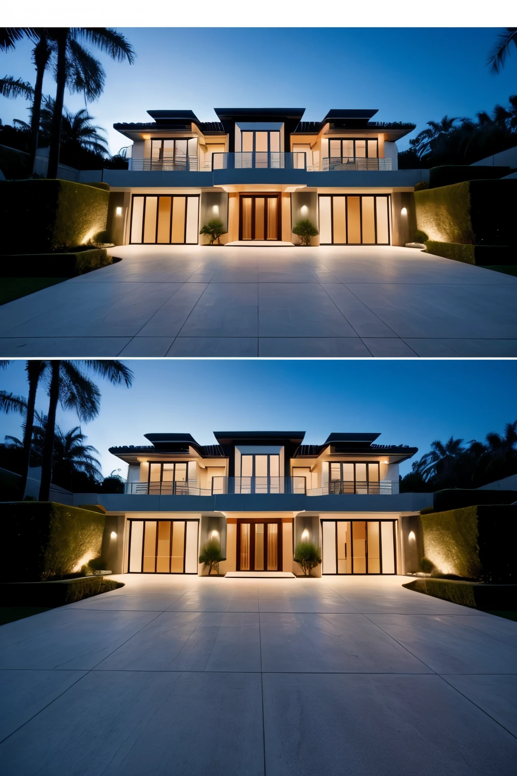RAW photo in sequence, a Magnificent scene of a luxurious futuristic mansion full of curved glass Hollywood money of 150 million dollars, com oito supercarros estacionados em frente.
High quality cinematic camera taken from the ground, facing the majestic building designed at night, with car headlights on and yard lighting on.
(Photo sequence of a luxurious, curved, $150 million Hollywood mansion driveway with eight superc