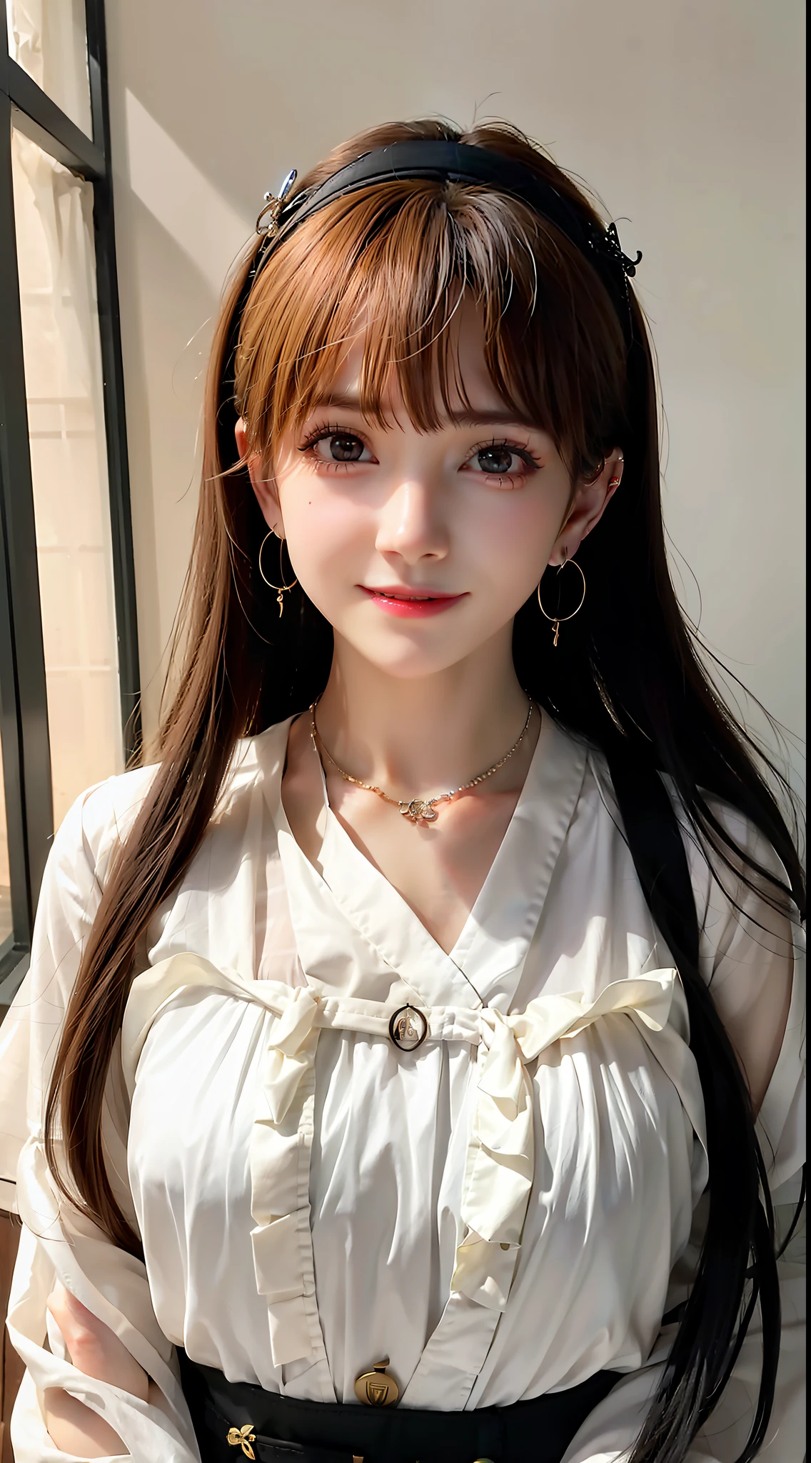1 girl, reba, solo, earrings, jewelry, long_hair, upper_body,