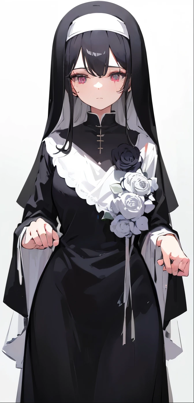 pretty, PERFECT FACE, Nun, white veil, older sister, PERFECT EYE, detailed Pupils, smug