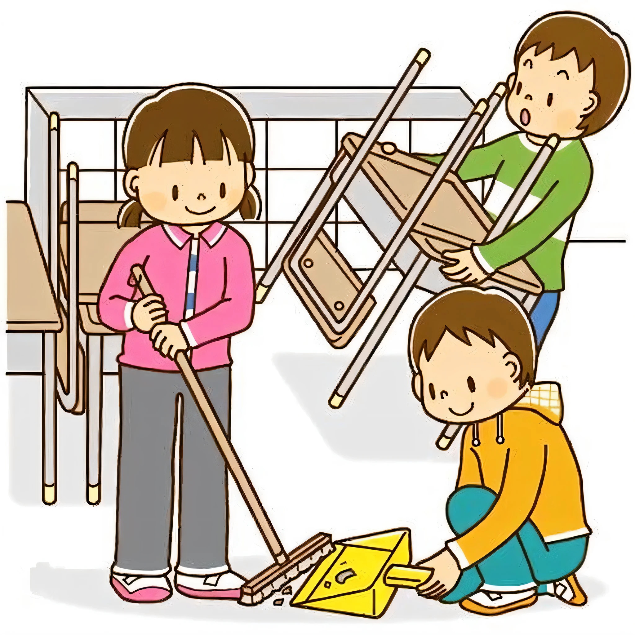 illustration of a group of children playing with a ladder, by Matsumura Goshun, clean image, by Chizuko Yoshida, artistic rendering, sweeping, clip art, ( ( ( yoshinari yoh ) ) ), children illustration, by Tsuchiya Koitsu, by Yukimasa Ida, by Iwasa Matabei