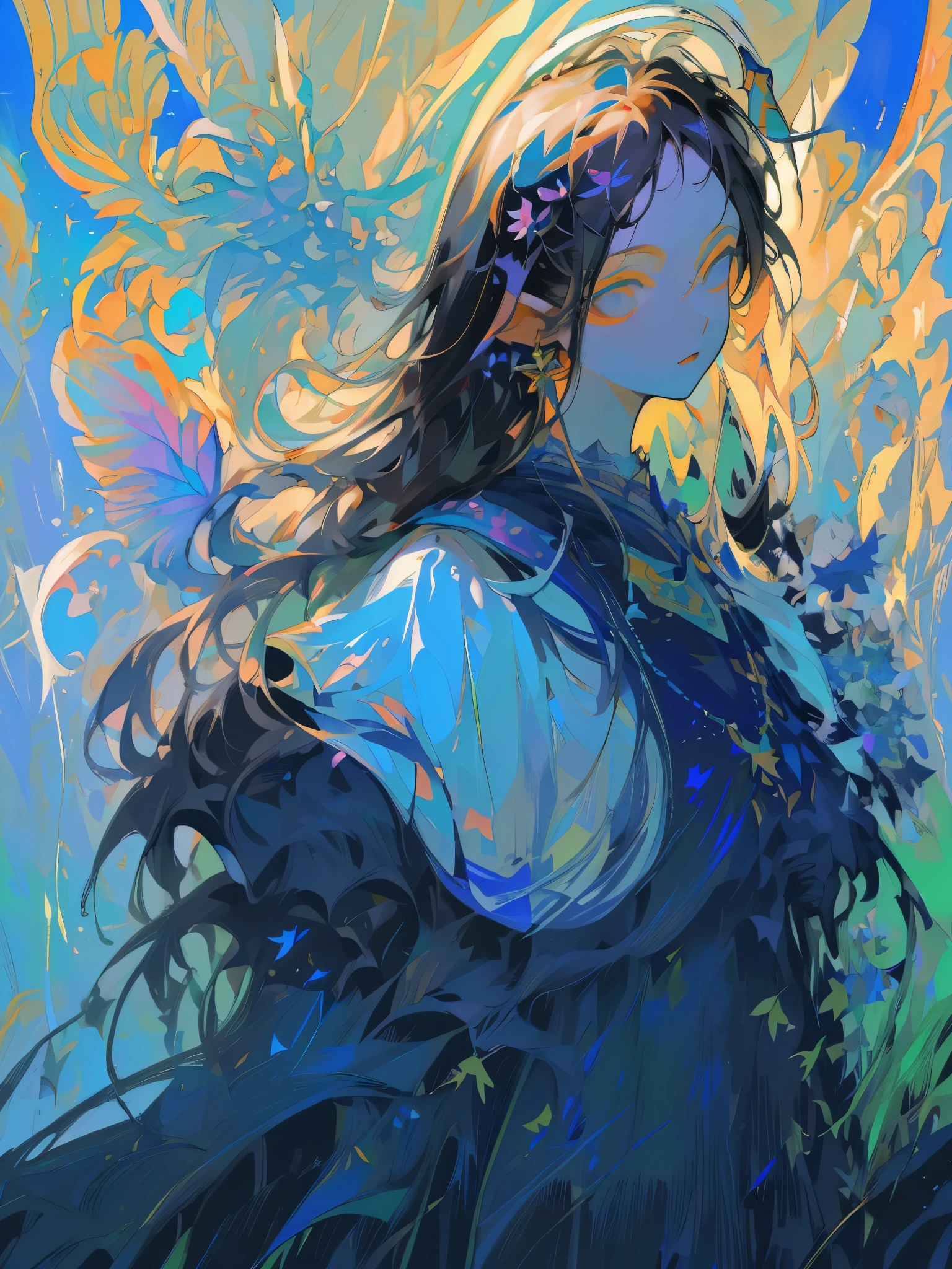 (best quality,4k,highres,masterpiece:1.2),ultra-detailed,(realistic:1.37),portraits,anime,sharp focus,vivid colors,studio lighting,colorful lighting,A girl in a garden,beautiful detailed eyes,detailed lips,extremely detailed eyes and face,longeyelashes,glowing eyes,flowing black hair,spectacles,expressive face,gentle smile,graceful pose,flowing dress,fluttering ribbons,blooming flowers,butterflies dancing around,scenic background,greenery,shimmering sunlight,trees and bushes,clear blue sky,breezy atmosphere,dreamlike ambiance,compass with intricate engravings,bright golden color,anime interpretation of Johannes Kepler,inspired by Bungo Stray Dogs style,astonishingly accurate representation.