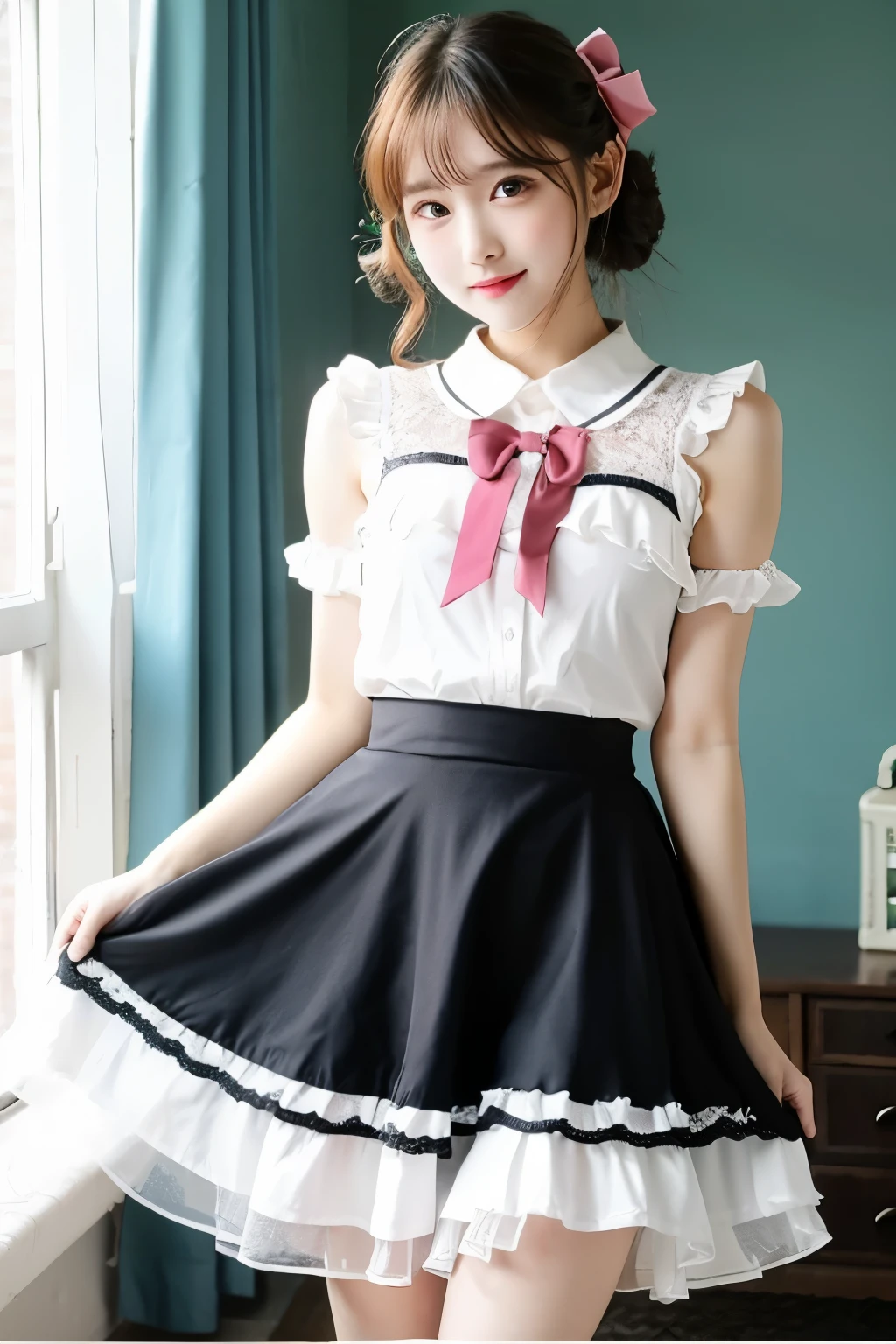 Frill fluttering skirt lace ta girl
