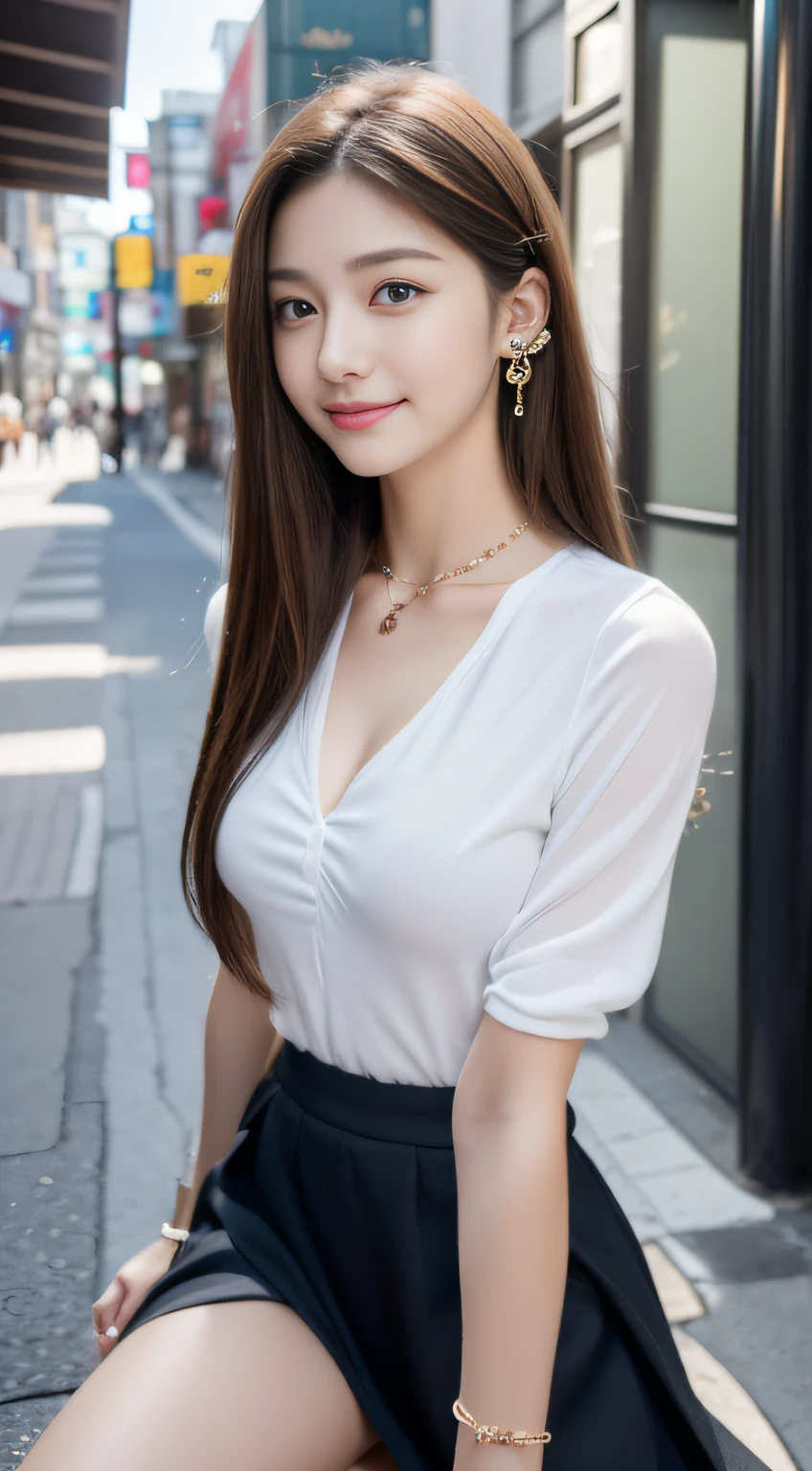 (((32K,very high res, high detailing, highly accurate,Maiden 1：1.5))),Raw photo & realistic atmosphere,beautiful dark blue eyes,Detailed mouth,Glossy lips,Detailed eyebrows,Soft white skin that shines with every detail,,Eyes drawn in detail、Very beautiful eyes with azure eyes,Detailed lips、Very beautiful face,Very well-formed face、Lifelike face,shiny beautiful lips,Beautiful eyebrows,Infinite reality,Best design,（Insanely cute Japan 16-year-old high school girl,,Beautifully shaped breasts,Very cute beautiful girl,,Healthy body,Outstanding style：1.5）,Best Natural Makeup,Japanese ido,Korean Idols,Young sensual idol,Moist eyes,Dark Beautiful Deep Eyes,Beautiful butt,beauty legs,,camel's foot,：1.3),超A high resolution、,Natural and realistic face,Back lighting,Pure eyes are too cute,(((photorealisim,Photograph the whole body))),,Reality Live Action,（Fashionable earrings,,a necklace,A bracelet,gyuru,Glossy nail art,Fashion Influenced by Korean K-Pop Female Idols,outer,Unique skirt,Stylish shoes,Calm and fashionable girl,light brown hair,short-hair,sottle smiling,full body Esbian,Show full-body fashion,Sit up,Show me your shoes, Only beauty young cute 15 year old girl,15-year-old girl with beauty and charisma,Teenage fashion magazine shoot,K-pop lover,Revealing clothing：1.7）,The city of Myeongdong
