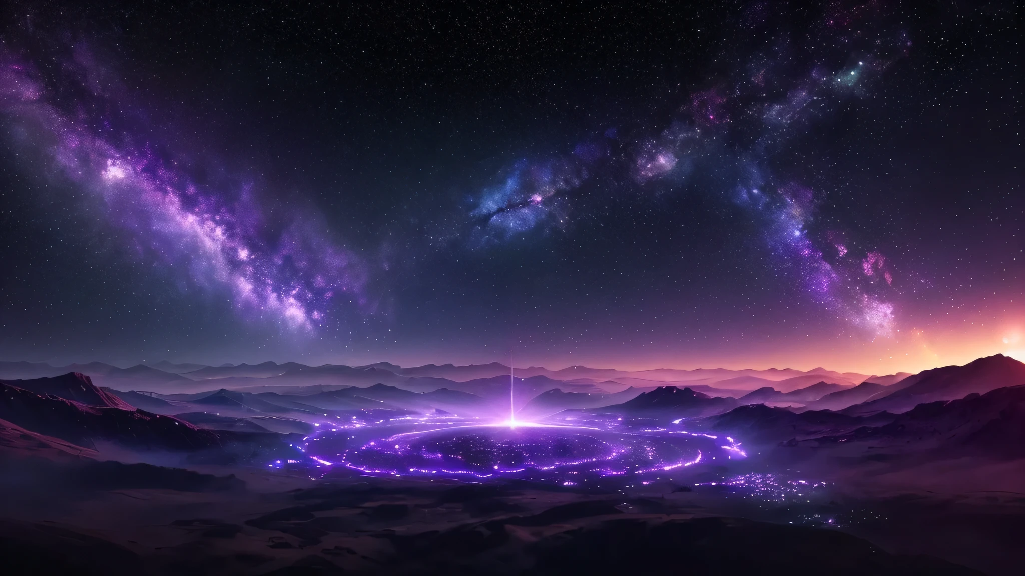 A galaxy of purple suns, milky way, universe, planets, comets, asteroids (best quality, 4k, highres, masterpiece:1.2), ultra-detailed, (realistic, photorealistic, photo-realistic:1.37), HDR, UHD, studio lighting, ultra-fine painting, sharp focus, physically-based rendering, extreme detail description, professional, vivid colors, bokeh, portraits, landscape, horror, anime, sci-fi, photography, concept artists, vibrant shades of purple, ethereal glow, celestial lighting.