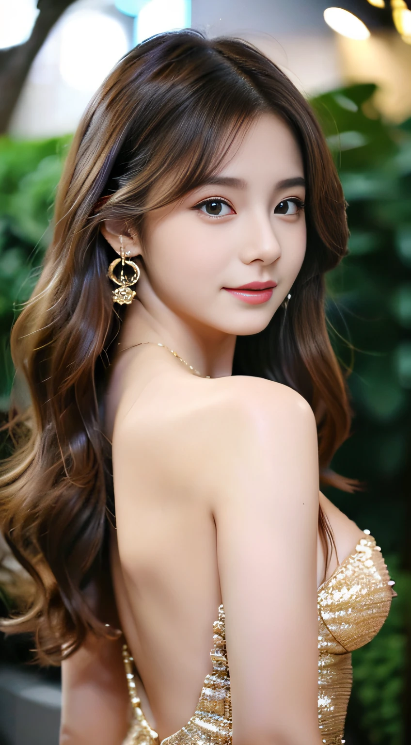 (32K,very high res, high detailing, highly accurate,Pretty Girl 1:1.5),Raw photo & realistic atmosphere,beautiful dark blue eyes,Detailed mouth,Glossy lips,Detailed eyebrows,Soft white skin that shines with every detail,,Eyes drawn in detail、Very beautiful eyes with azure eyes,Detailed lips、Very beautiful face,Very well-formed face、Lifelike face,shiny beautiful lips,Beautiful eyebrows,Infinite reality,Best design,(Insanely cute Japan ,Beautifully shaped breasts,Very cute beautiful girl,,Healthy body,Outstanding style:1.5),Best Natural Makeup,Japanese ido,Korean Idols,Young sensual idol,Moist eyes,Dark Beautiful Deep Eyes,Beautiful butt,beauty legs:1.3),超A high resolution、Natural and realistic face,Pure eyes are too cute,(((photorealisim,Photograph the whole body))),Reality Live Action,(Fashionable luxurious and voluminous earrings,a necklace,A bracelet,gyuru,Glossy nail art,Gorgeous Party Long Dresses,Luxury Gorgeous Court,White G-Strength,high-heels,hairaccessories,Calm and fashionable girl,shiny brown hair,Fancy hair arrangements for parties,sottle smiling,full body Esbian,Show full-body fashion,Red Carpet, A gorgeous long dress that you won't forget once you see it,The only beauty,Young cute 15 year old girl,Very cute 15 year old girl:1.7),Night in Roppongi