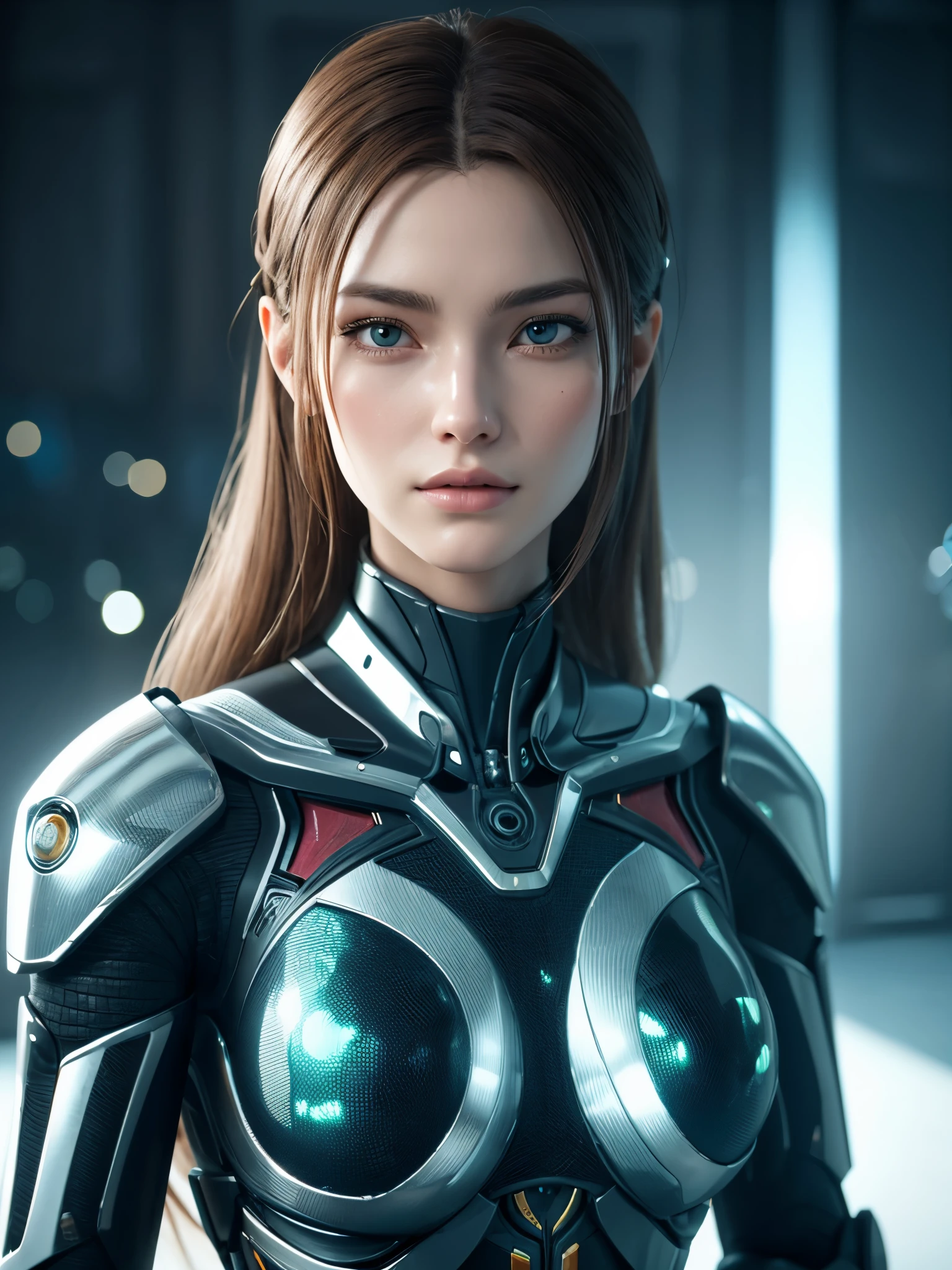 complex 3d render ultra detailed of a beautiful porcelain profile woman android face, Cyborg, cyborg robot parts, 150 mm, Beautiful studio soft light, rim-light, vibrant detail, Luxurious cyberpunk, Lace, Hyperrealistic, anatomically, face muscles, Cable Electrical Wire, micro Chip, elegant, Beautiful background, rendering by octane, h. r. Giger style, 8K, Best quality, Masterpiece, illustration, An extremely delicate and beautiful, Extremely detailed ,CG ,Unity ,the wallpaper,Amazing, finedetail, Masterpiece,Best quality,offcial art, Extremely detailed Cg Unity 8K wallpaper, robot, silver halmet, ((full bodyesbian)), Standing