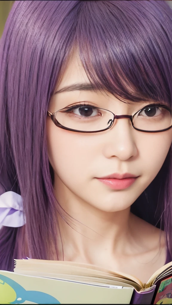 anime girl with purple hair and glasses reading a book, misato katsuragi, juri misaki, hinata hyuga, she has purple hair, miura, as an anime character, illustrious makinami, shiro takatani, miura kentaro style, yayoi kasuma, miura kentaro, female anime character, mai yoneyama