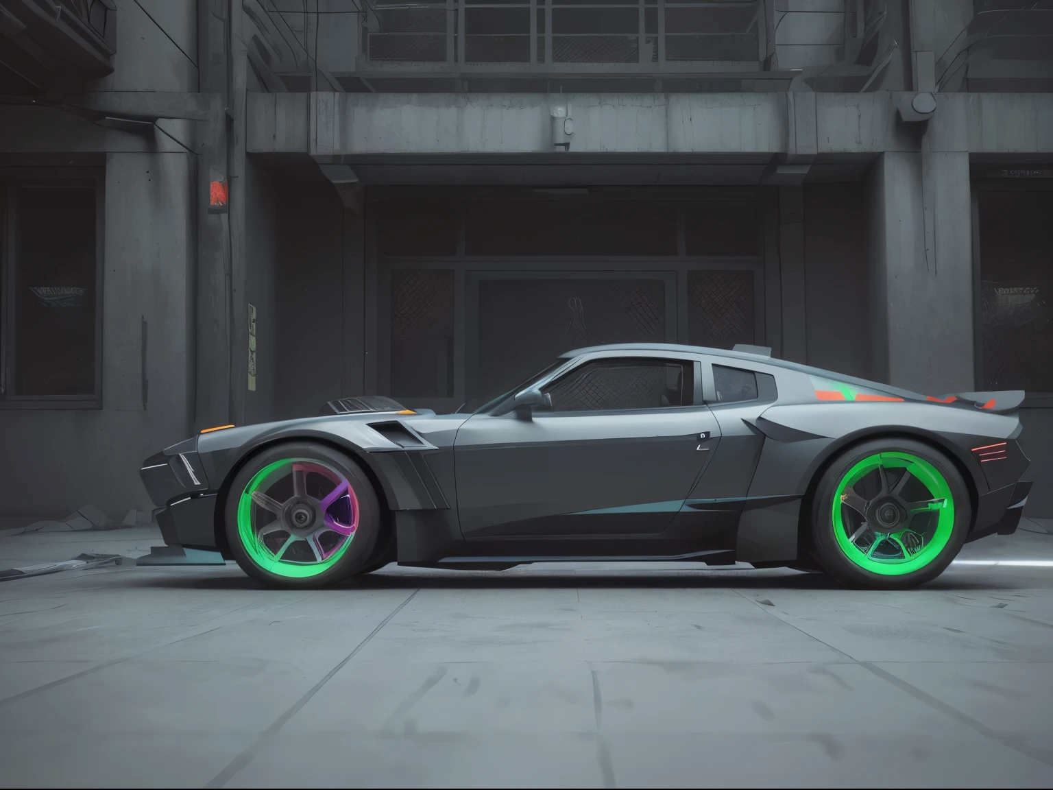 professional photo of a futuristic muscle car with multiple modifications,((side view)),big, paint, park, cybernetic mask, Network Auto Parts, (Unusual headlight ad-max, V8 engine, blower, 弹出式big灯, futuristic, Car tuning, spoiler, Science fiction, Science fiction scenario, night, Natural light, cyberpunk, futuristic city, cyberpunk city, neon lights, (Very detailed), (Very detailed background),  no background buildings, Detailed texture, wide angle, 8k, high dynamic range, Professional photography, high quality photos, Realistic photos, Realistic shadows, Detailed shading, lifelike proportions, Shot with Sony a9 II mirrorless camera, film grain, original photo, Physically based rendering, bright colors, Winning image, (Colored particles).