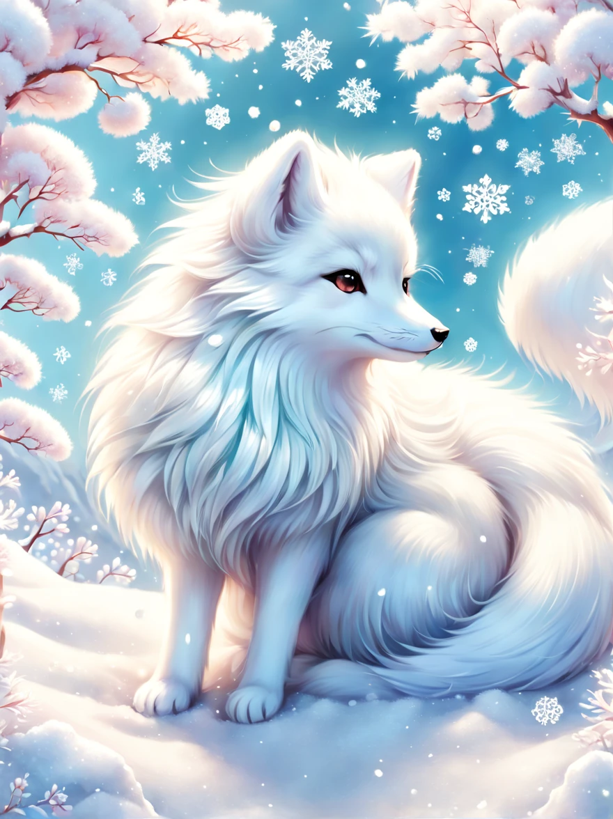 cuteillustration北极狐屋，arctic fox family，animal，hibernation，cute，sleep，Comfortable and warm，looks very happy，illustration，Popularity，Colorful，draw with thick lines，color，dim，light，hibernation的北极狐正在睡觉，have a happy dream，The house is warm and full of happiness，Colorful，gaudy，fantasy，patchwork，Quilt，details details，fluffy，randolph caldecott style, KidsRedmAF