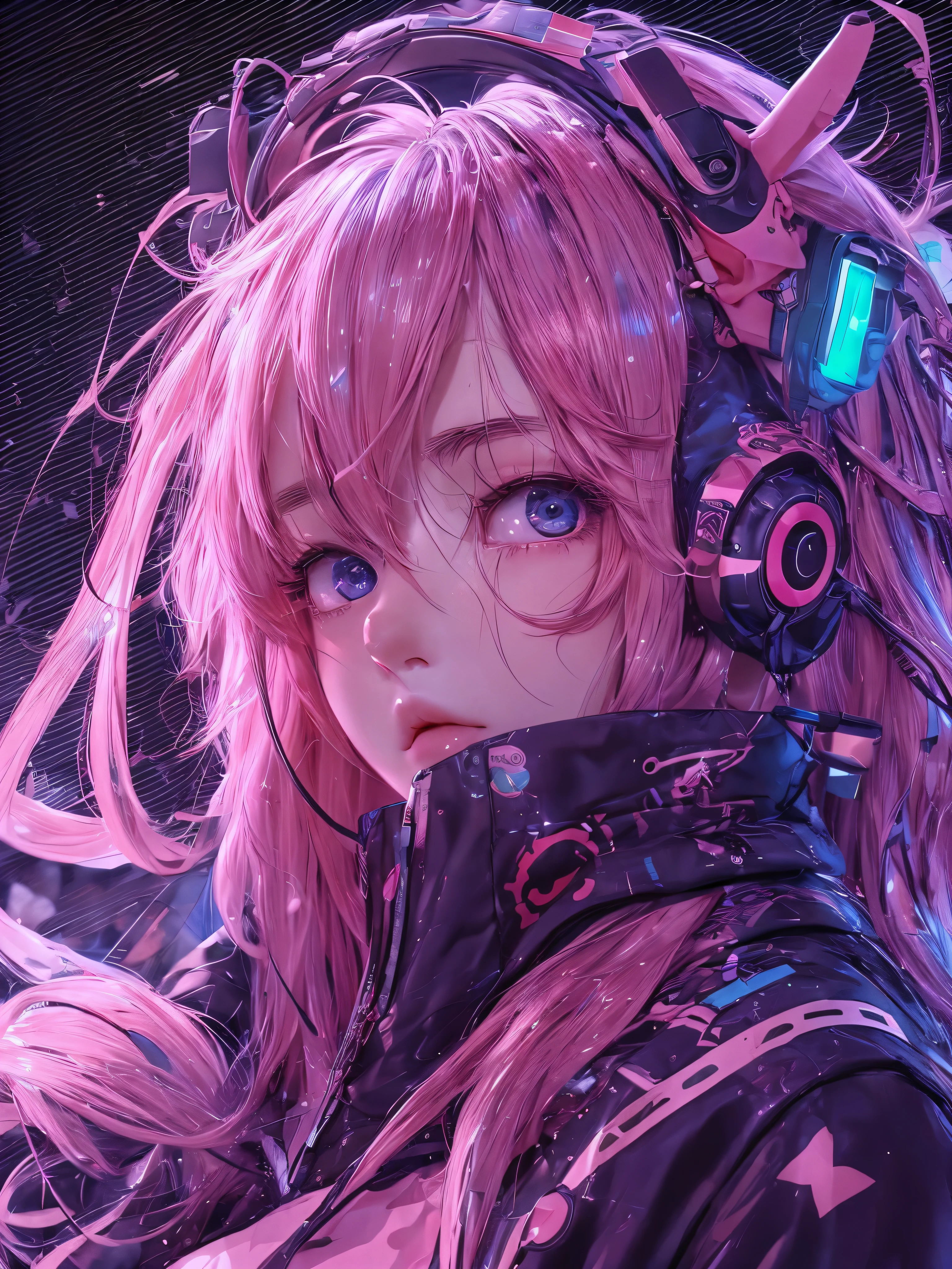 Anime girl with an angelic halo and pink hair, anime in 4K style, best anime 4k konachan wallpaper, night club, anime girl cyberpunk, Anime Art Wallpaper 4K, 4k anime wallpaper, Anime Art Wallpaper 4K, anime wallpaper 4k, anime wallpaper 4k, Anime Art Wallpaper 8K, digital anime art in cyberpunk style, anime girl cyberpunk in hoodie