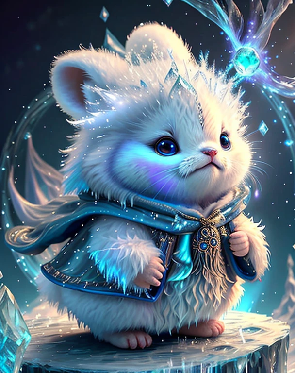 A cute white and blue fantasy creature、Star Fairy、stuffed toy、cg,Focus on fantasy creatures