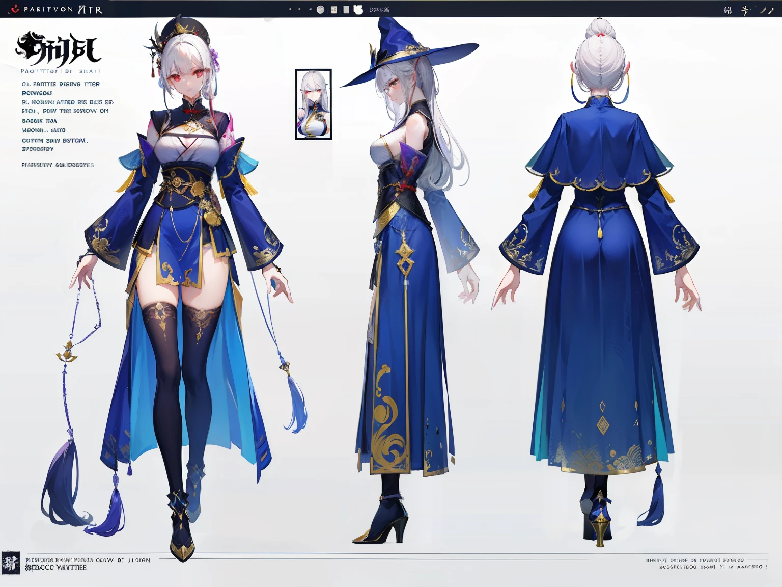 ((masterpiece)),(((best quality))),(character design sheet, same character, front, side, back),(CharacterSheet:1), (three view drawing), (multiple views, full body, upper body, reference sheet:1.2), (simple background, white background), (simple background, white background),,"(best quality, highres, masterpiece:1.2),,a magic caster girl, witch girl, witch uniform, witch staff, witch cloak