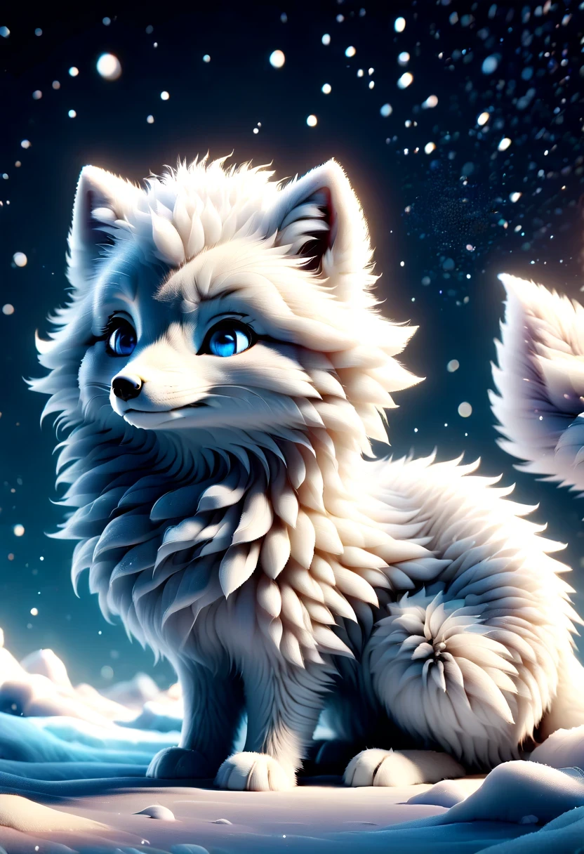 (masterpiece, best quality:1.2), Q version, 1 charming little arctic fox, north american cartoons, Lovely, Lively.