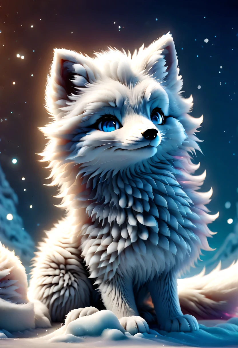 (masterpiece, best quality:1.2), Q version, 1 charming little arctic fox, north american cartoons, Lovely, Lively.