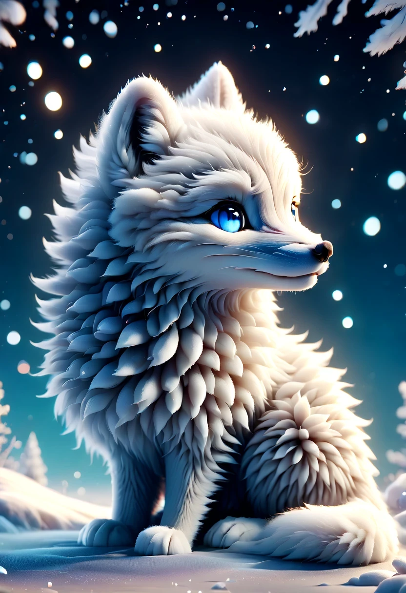 (masterpiece, best quality:1.2), Q version, 1 charming little arctic fox, north american cartoons, Lovely, Lively.